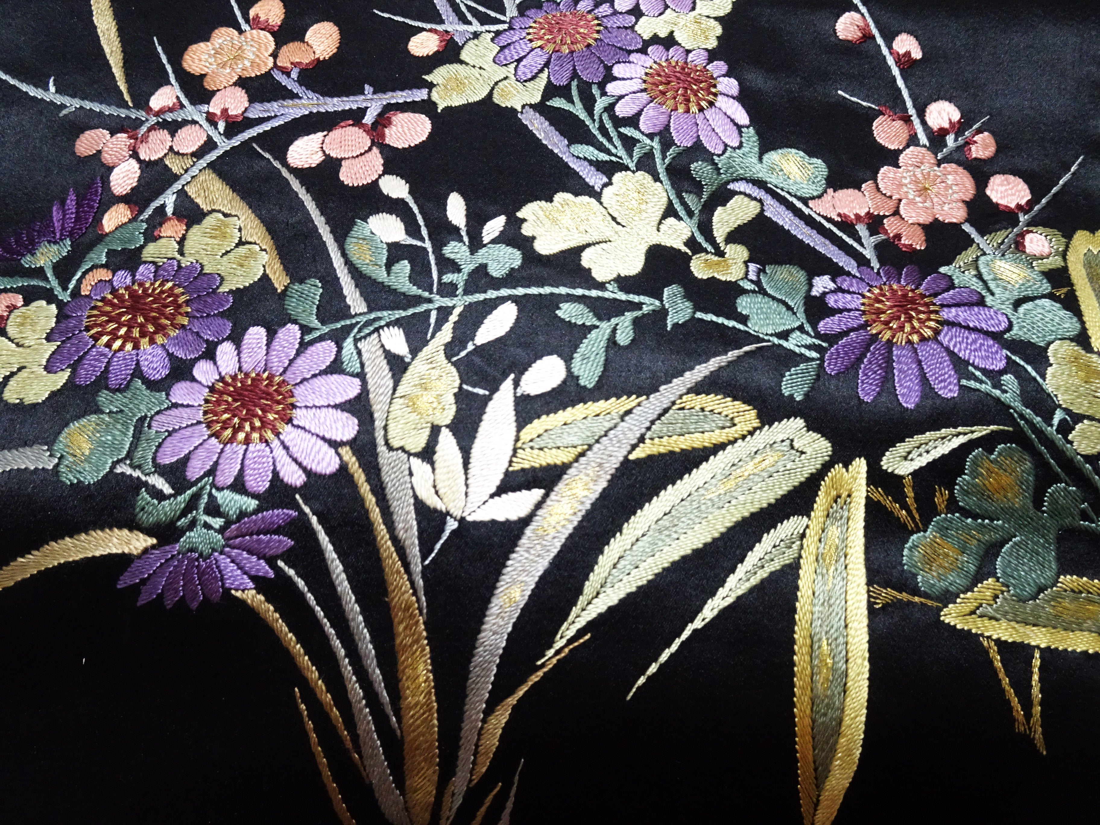 Japanese Kimono Silk Antique Two-piece Nagoya Obi Exquisite Japanese hand embroidery 17719