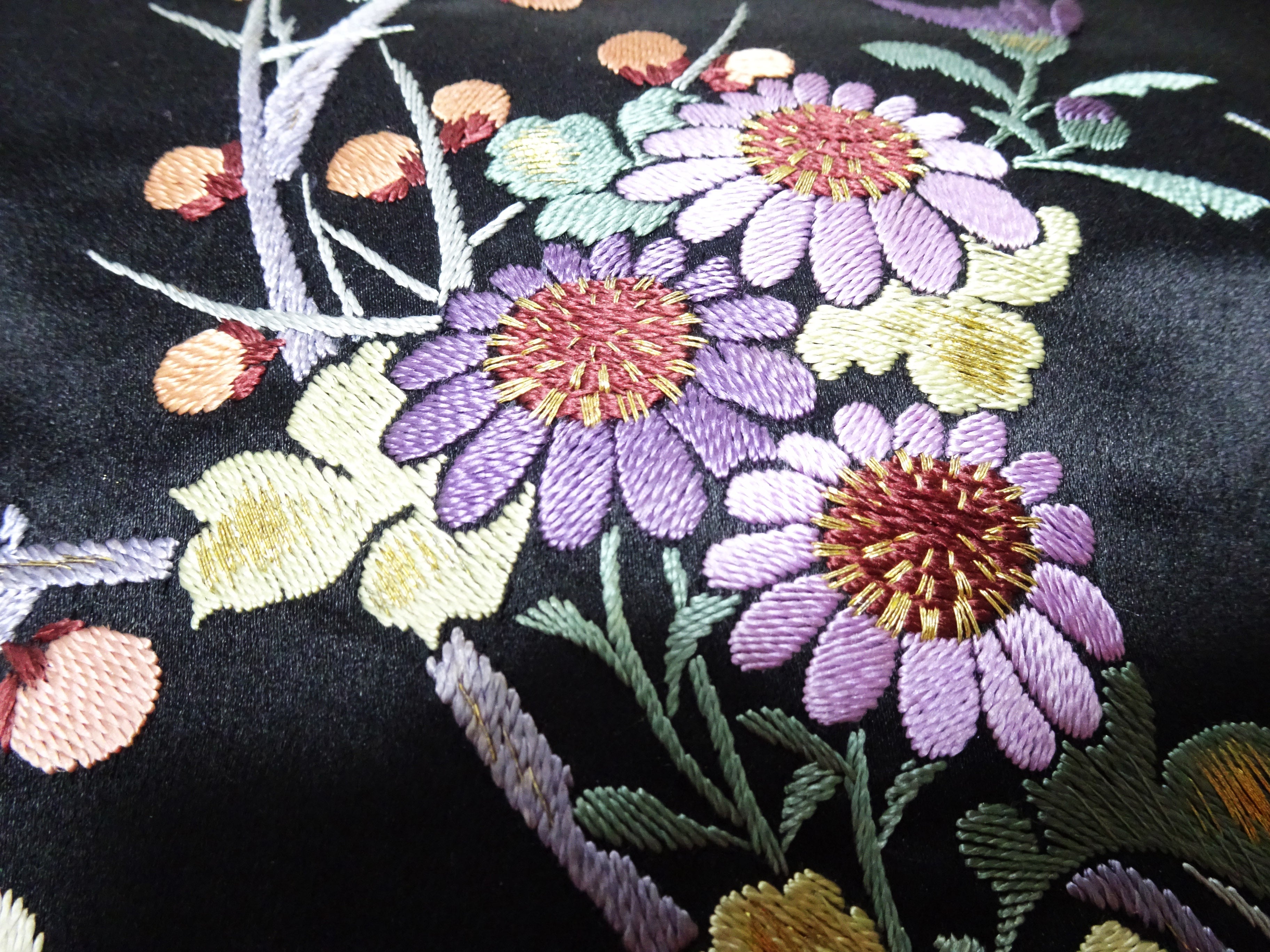 Japanese Kimono Silk Antique Two-piece Nagoya Obi Exquisite Japanese hand embroidery 17719