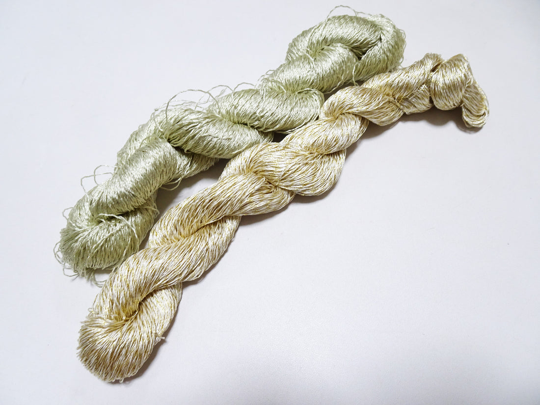 Japanese Vintage High Class Rare Silk Thread 2sets Mixture of Gold embroidery 15621