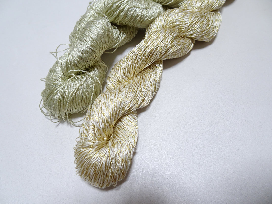 Japanese Vintage High Class Rare Silk Thread 2sets Mixture of Gold embroidery 15621