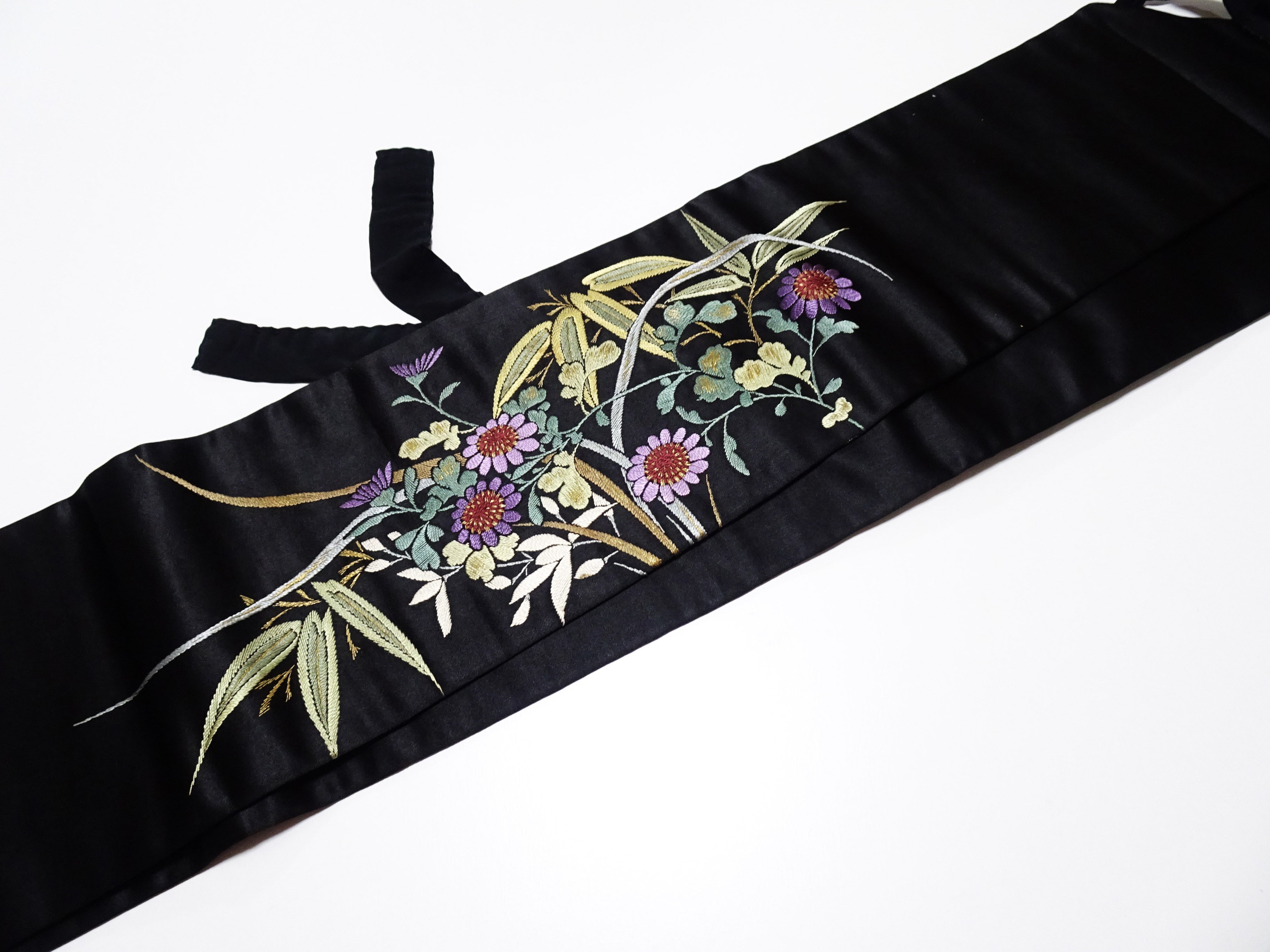 Japanese Kimono Silk Antique Two-piece Nagoya Obi Exquisite Japanese hand embroidery 17719