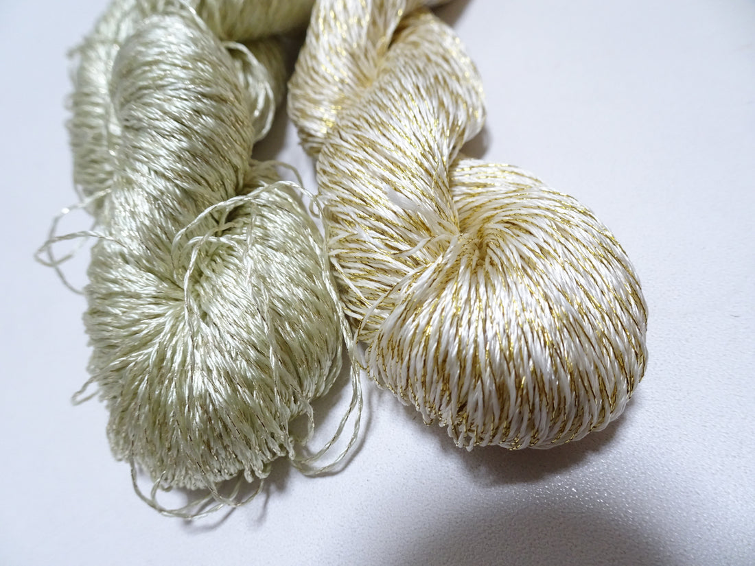 Japanese Vintage High Class Rare Silk Thread 2sets Mixture of Gold embroidery 15621