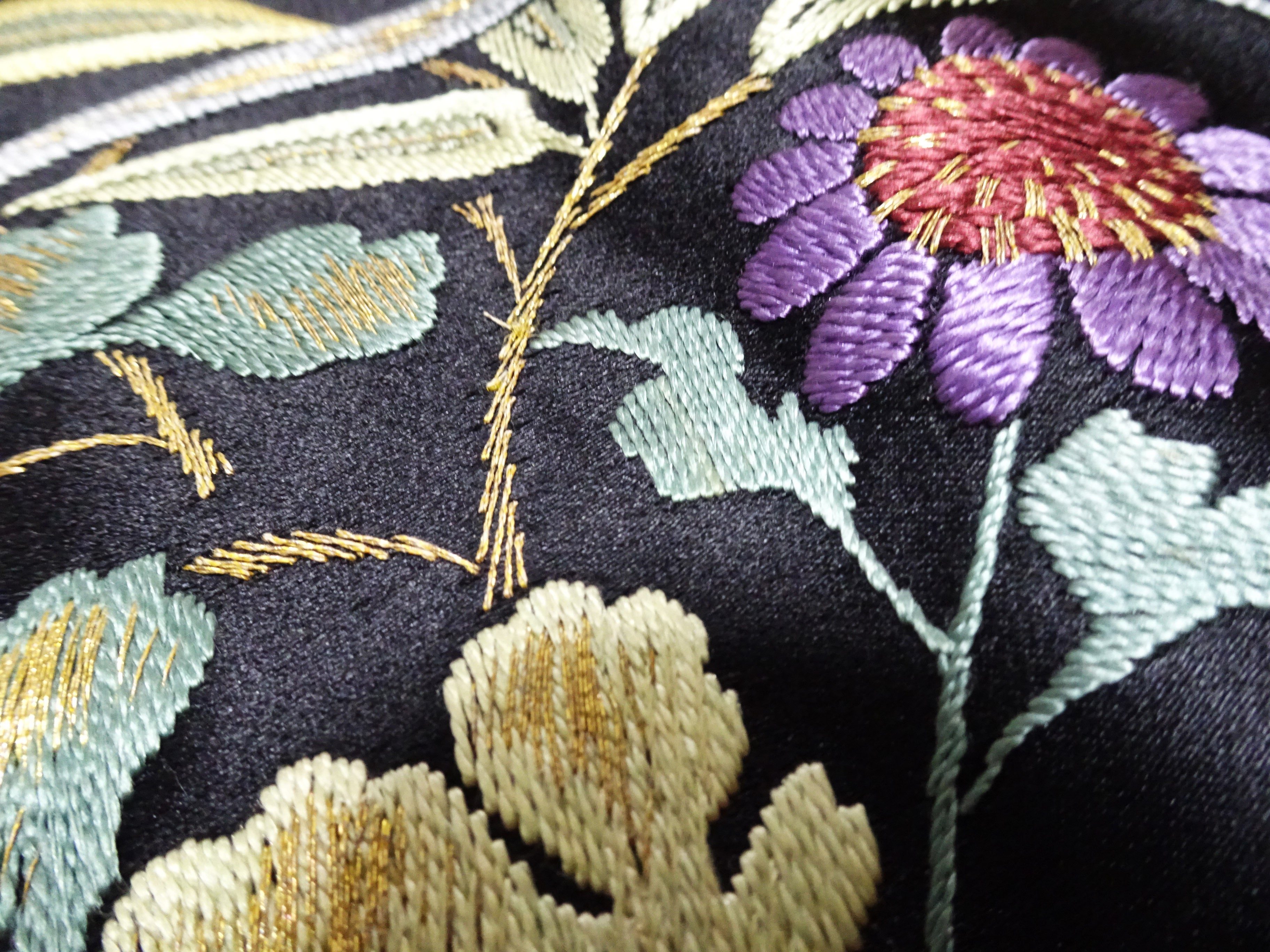 Japanese Kimono Silk Antique Two-piece Nagoya Obi Exquisite Japanese hand embroidery 17719