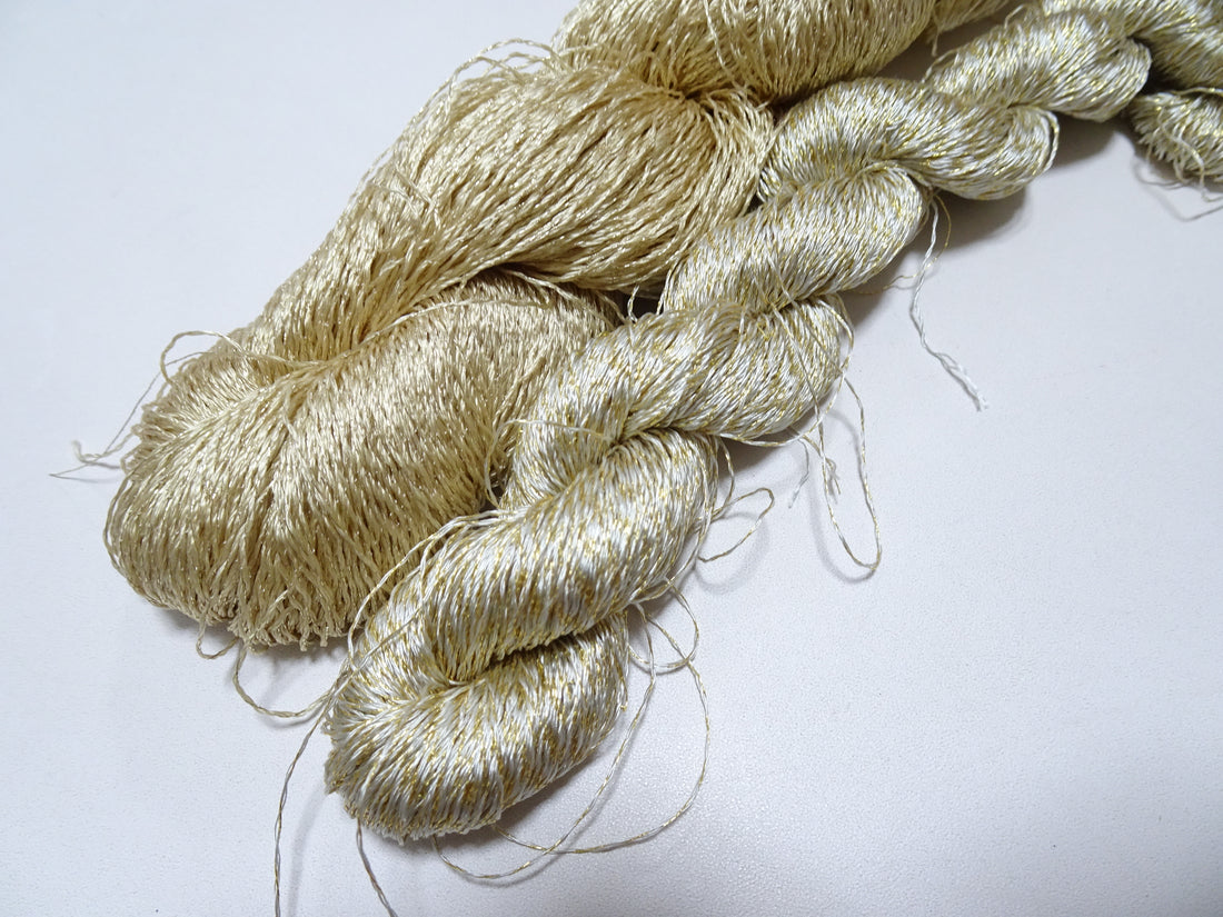 Japanese Vintage High Class Rare Silk Thread 2sets Mixture of Gold embroidery 15622