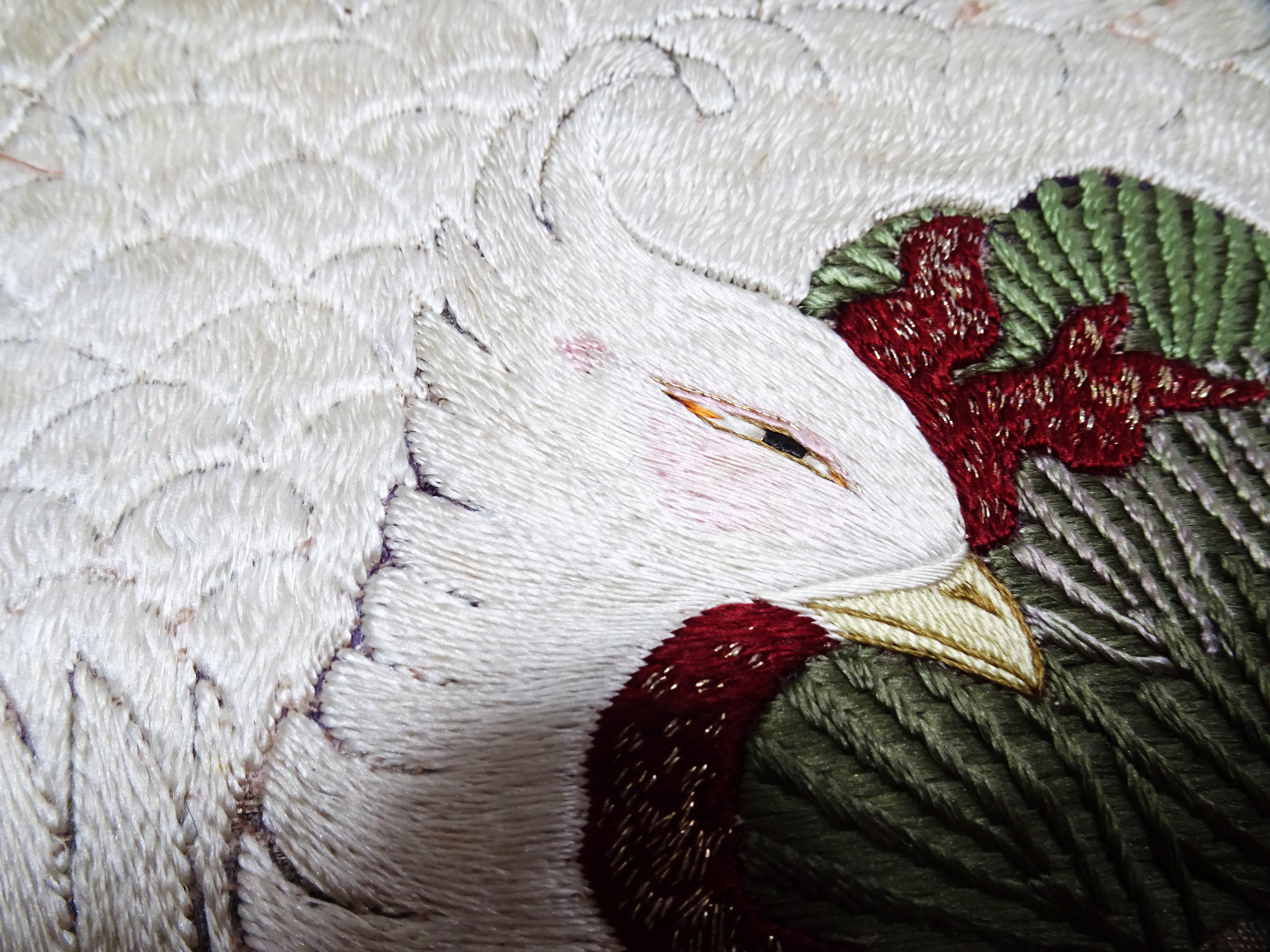 Japanese Kimono Silk Antique Maru Obi Double-Sided All-Over Design Exquisite Japanese hand embroidery 17720