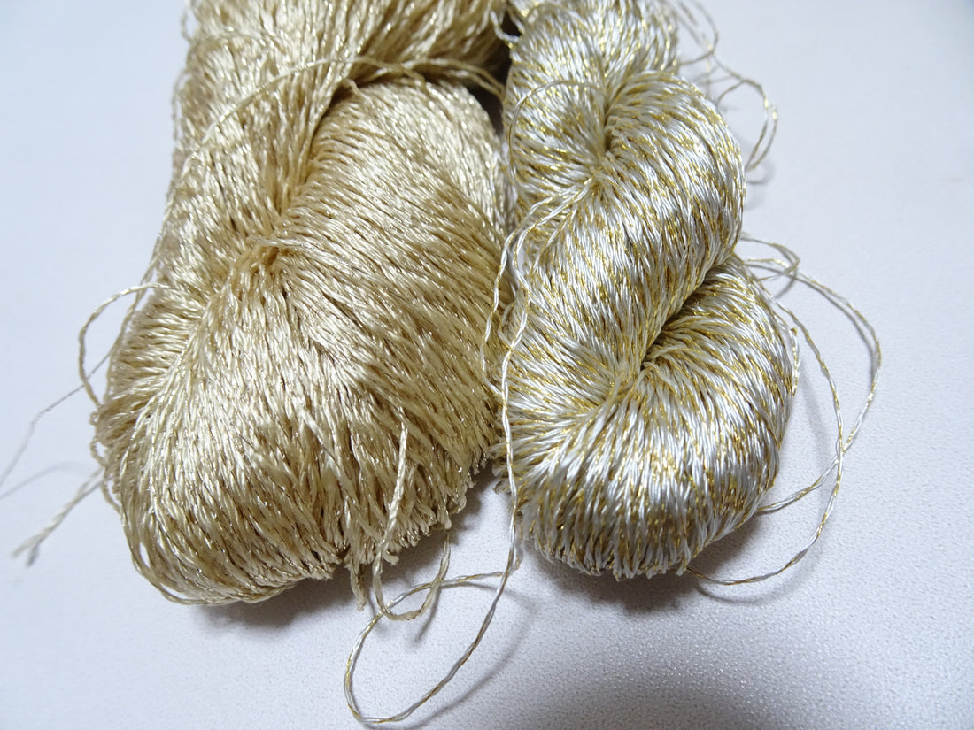 Japanese Vintage High Class Rare Silk Thread 2sets Mixture of Gold embroidery 15622