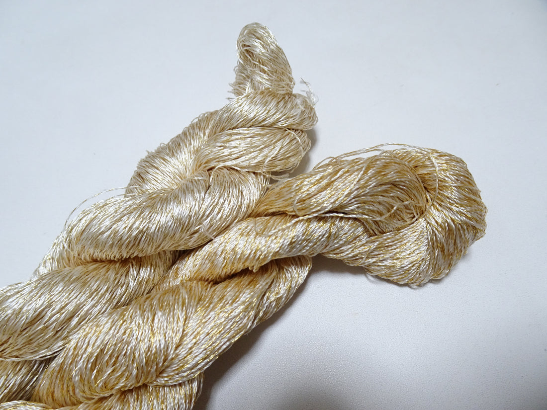 Japanese Vintage High Class Rare Silk Thread 2sets Mixture of Gold embroidery 15623