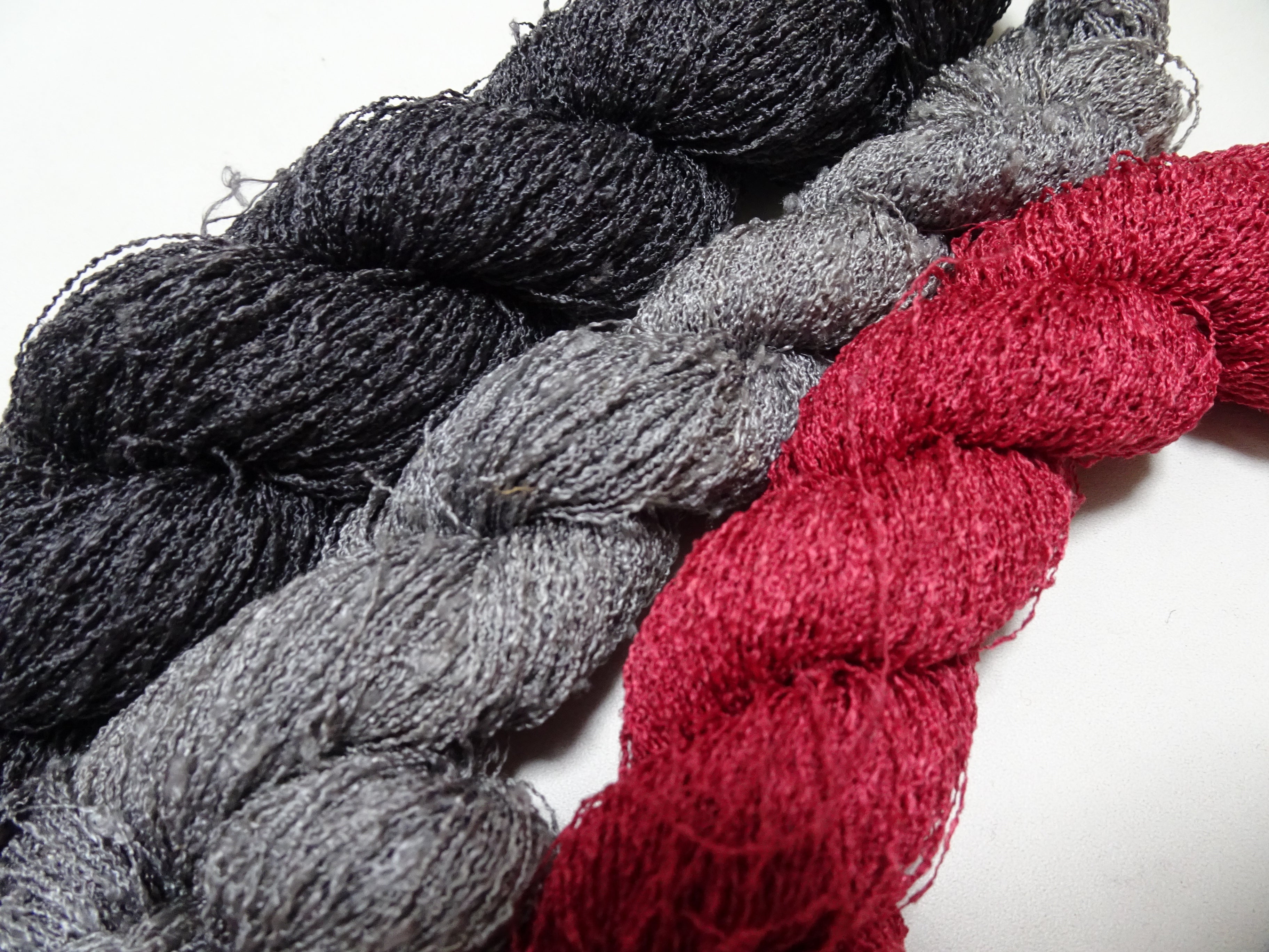 Japanese Vintage Unusual Tsumugi Silk Thread 3sets Embroidery & Weaving 17569