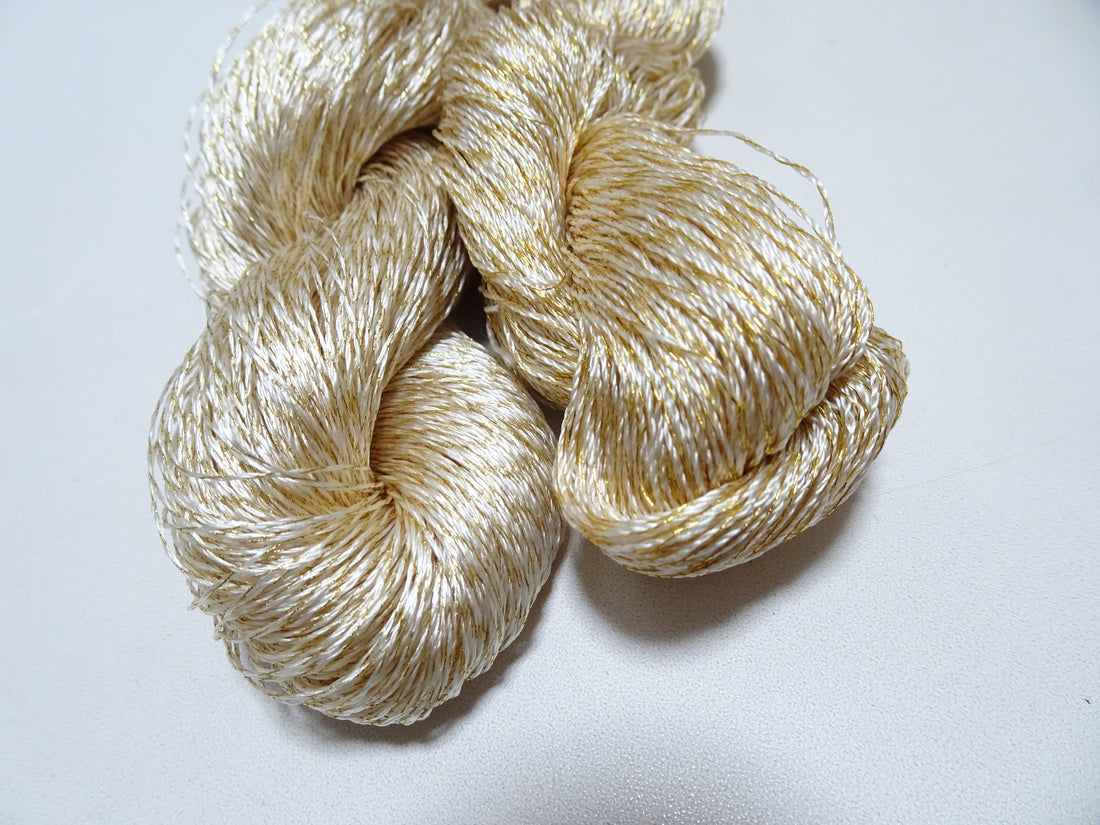 Japanese Vintage High Class Rare Silk Thread 2sets Mixture of Gold embroidery 15623