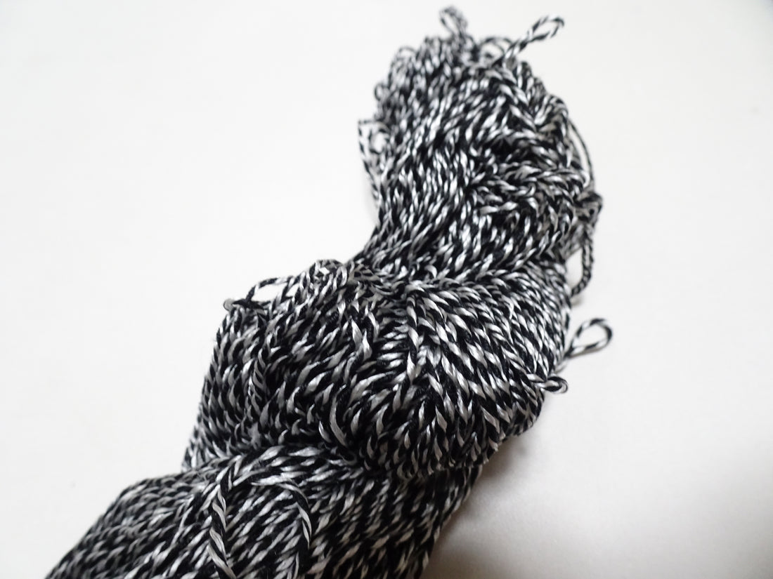 Japanese Tanaka Gen Silk – One-of-a-Kind Hand-Dyed Artistic Silk Thread, Rare Japanese Artisan Yarn, Limited Stock  Black & White 19141