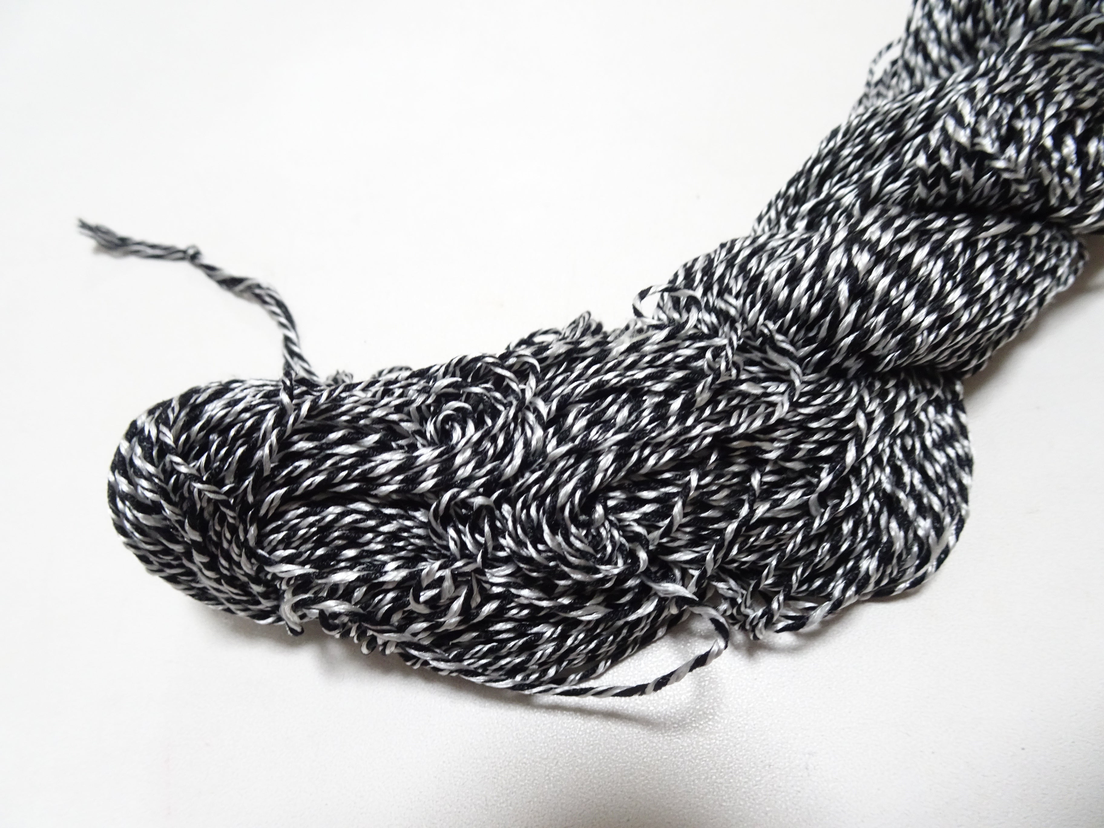 Japanese Tanaka Gen Silk – One-of-a-Kind Hand-Dyed Artistic Silk Thread, Rare Japanese Artisan Yarn, Limited Stock  Black & White 19141