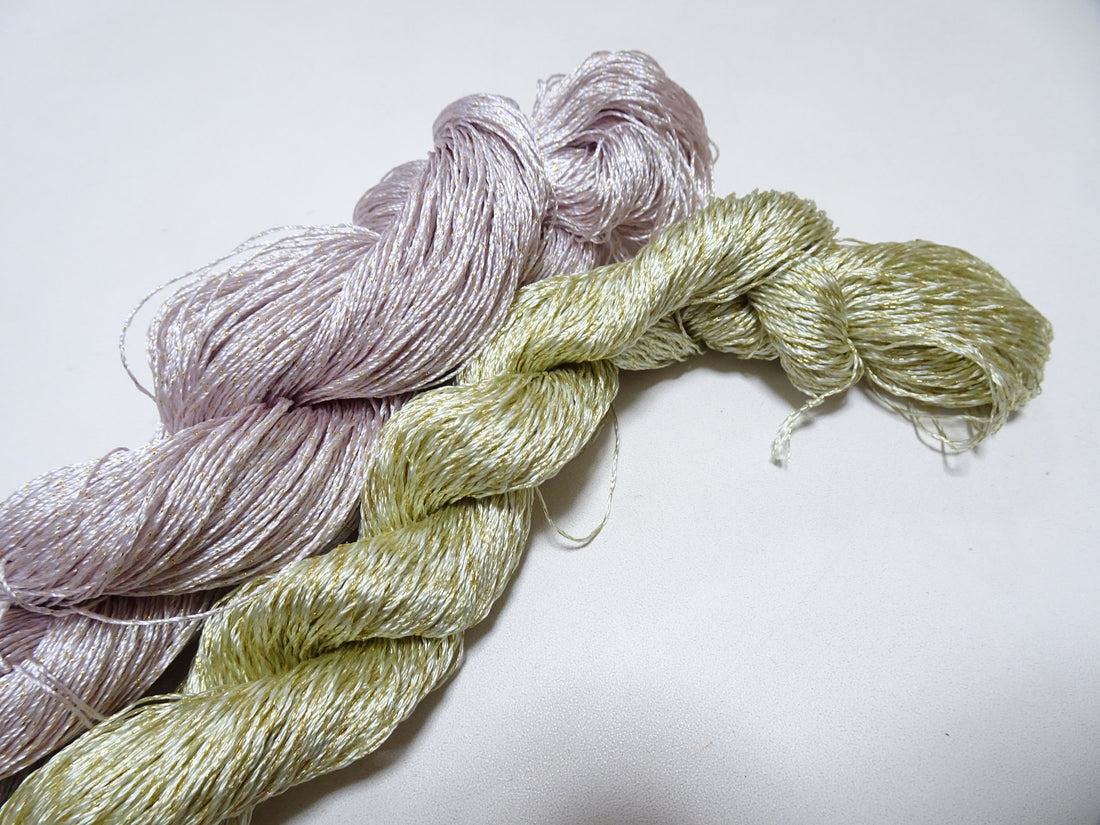 Japanese Vintage High Class Rare Silk Thread 2sets Mixture of Gold embroidery 15625