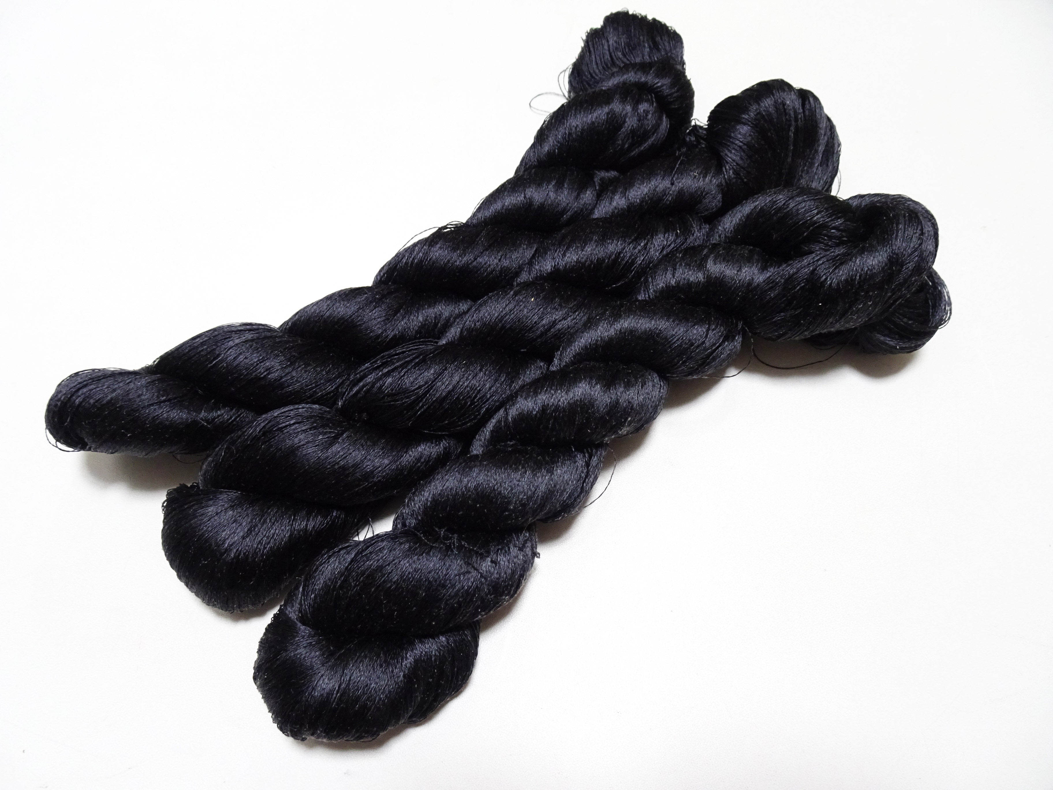 Japanese Vintage Twisted Silk Thread　3sets Embroidery  Black 18979