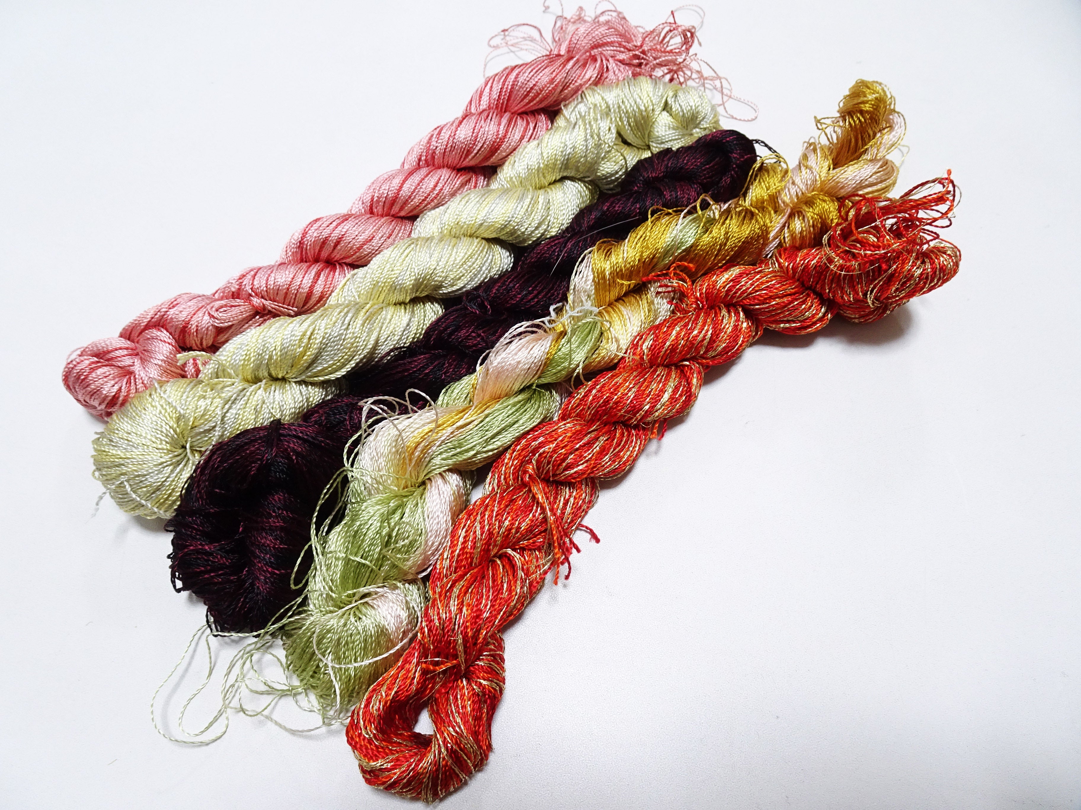 Japanese Vintage Twisted Silk Thread 5sets Embroidery & Weaving 18467