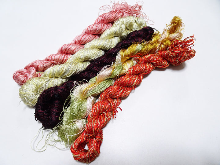Japanese Vintage Twisted Silk Thread 5sets Embroidery & Weaving 18467