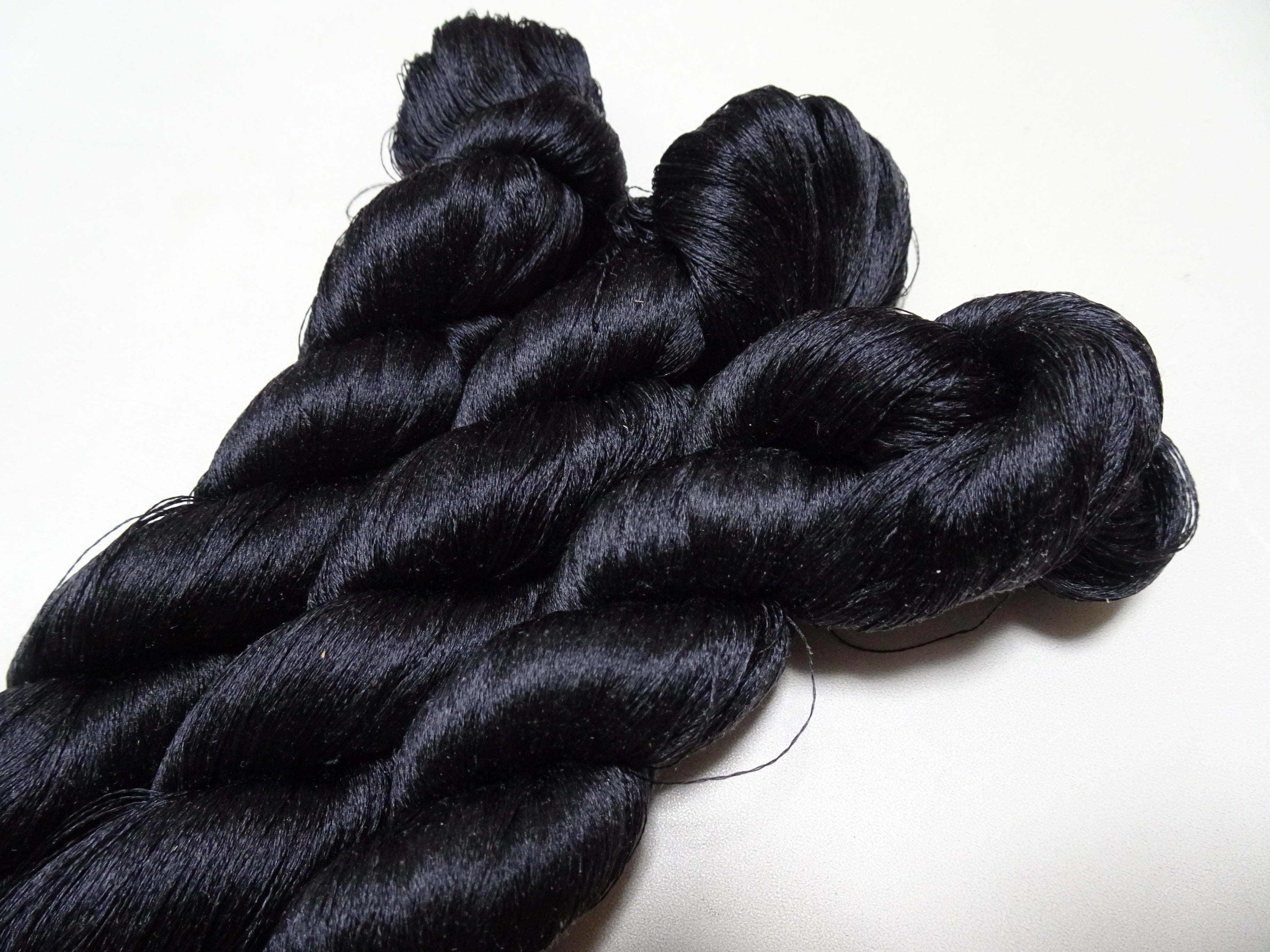 Japanese Vintage Twisted Silk Thread　3sets Embroidery  Black 18979