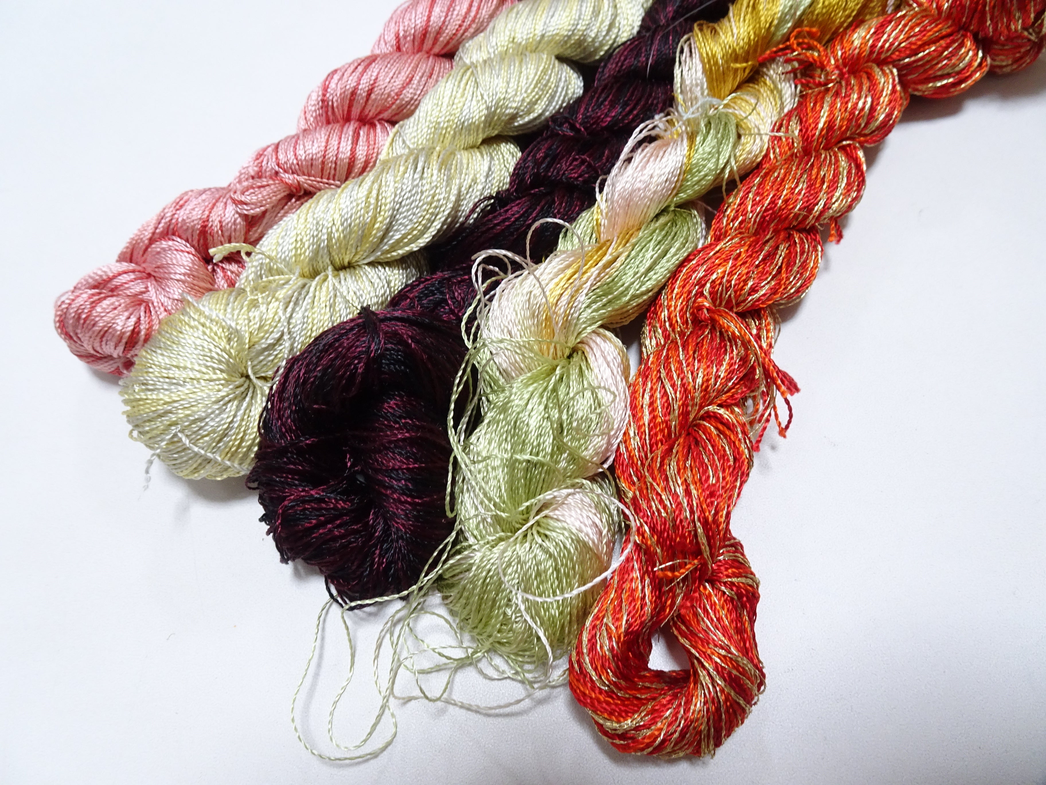 Japanese Vintage Twisted Silk Thread 5sets Embroidery & Weaving 18467