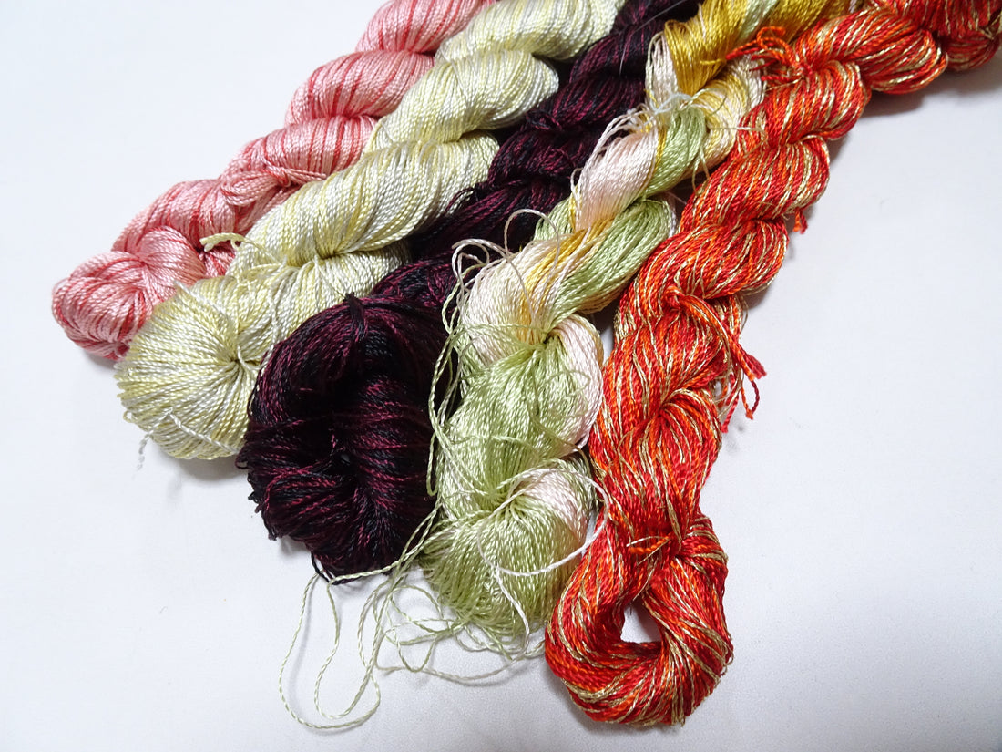 Japanese Vintage Twisted Silk Thread 5sets Embroidery & Weaving 18467