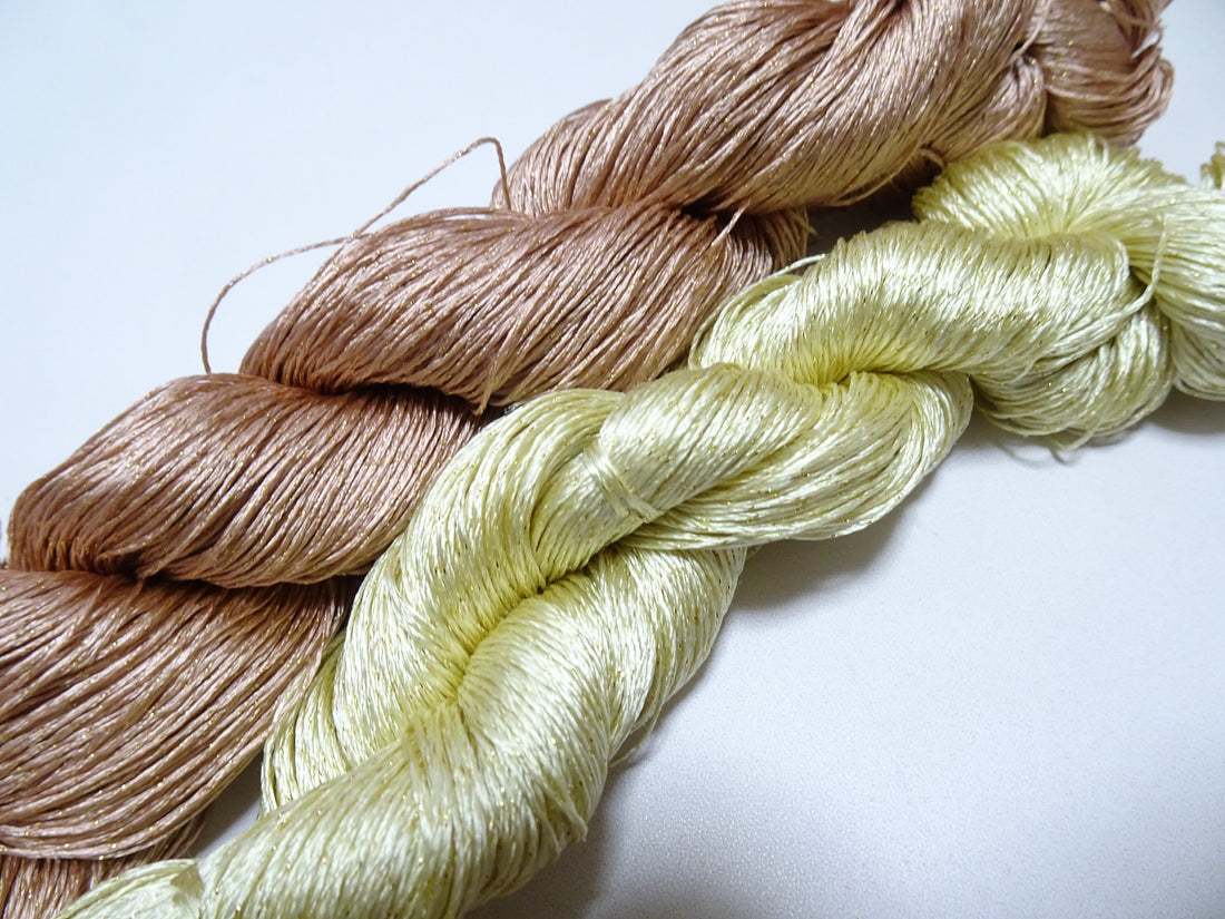 Japanese Vintage High Class Rare Silk Thread 2sets Mixture of Gold embroidery 15626