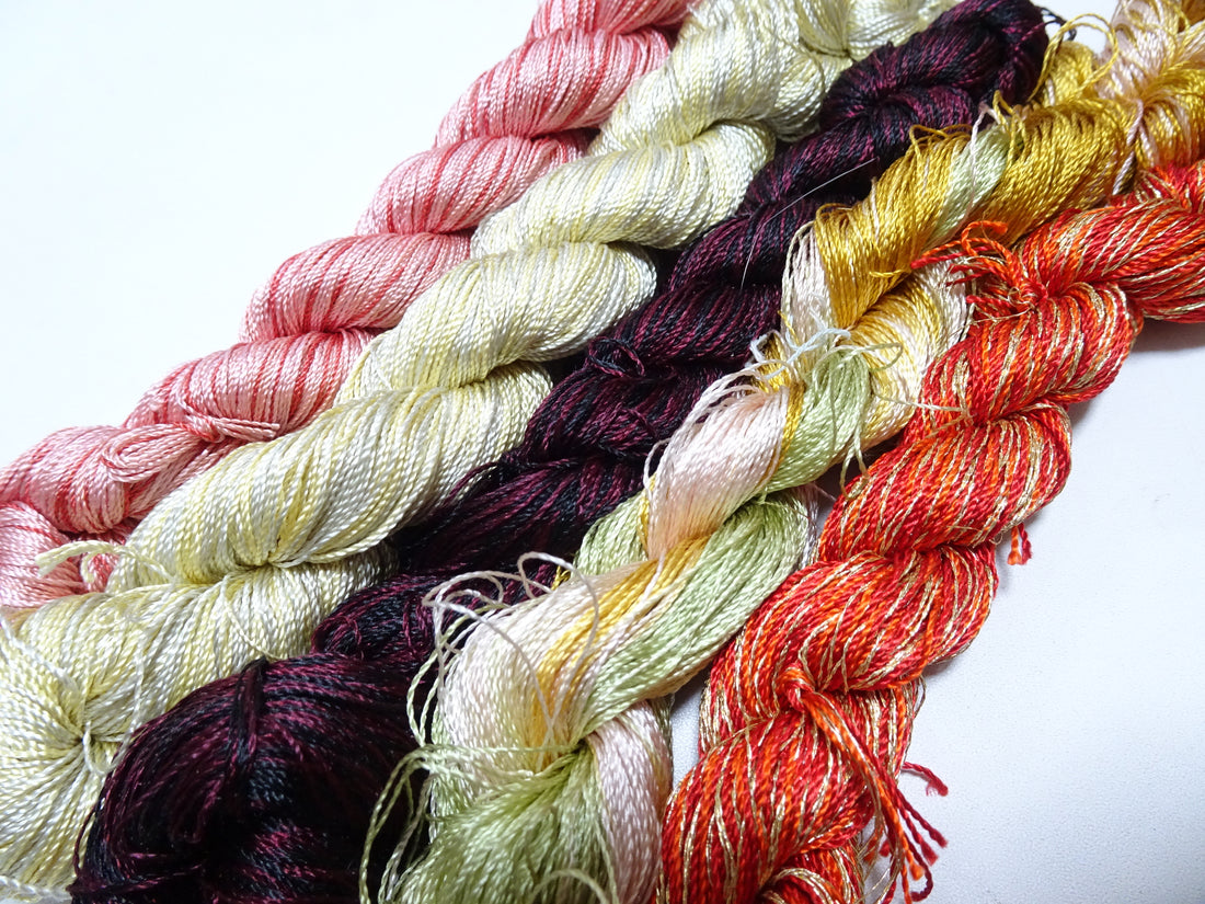 Japanese Vintage Twisted Silk Thread 5sets Embroidery & Weaving 18467