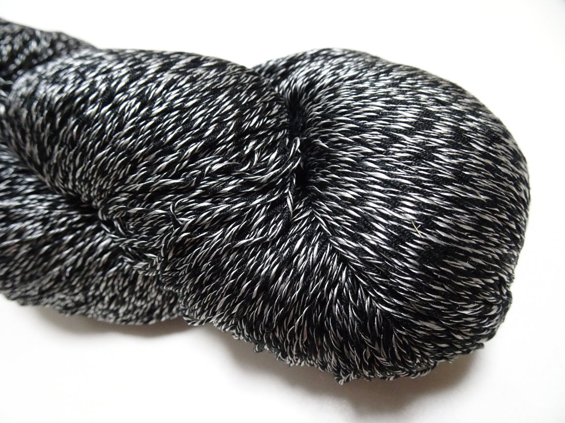 Japanese Tanaka Gen Silk – One-of-a-Kind Hand-Dyed Artistic Silk Thread, Rare Japanese Artisan Yarn, Limited Stock  Black & White 19143