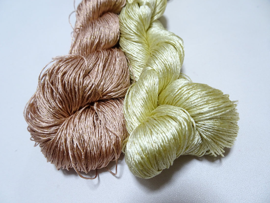 Japanese Vintage High Class Rare Silk Thread 2sets Mixture of Gold embroidery 15626