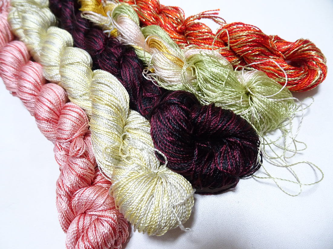 Japanese Vintage Twisted Silk Thread 5sets Embroidery & Weaving 18467