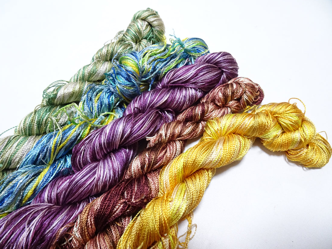 Japanese Vintage Twisted Silk Thread 5sets Embroidery & Weaving 18468