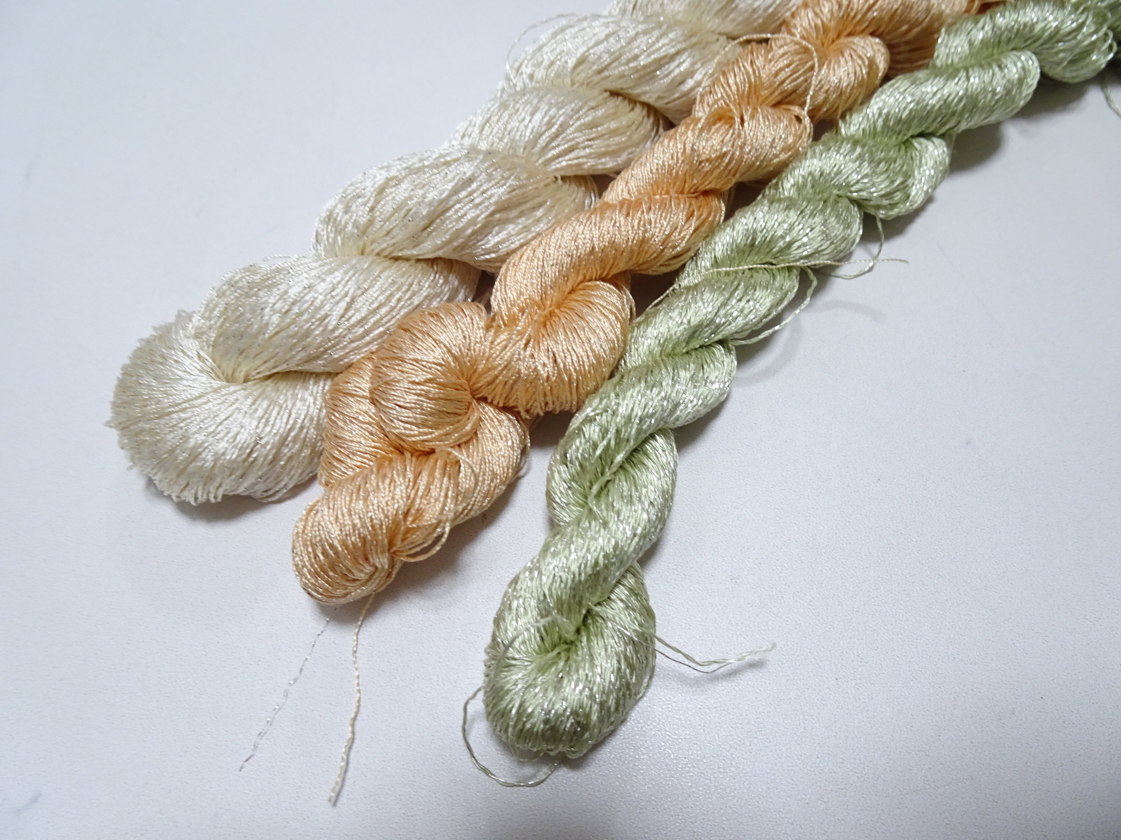 Japanese Vintage High Class Rare Silk Thread 3sets Mixture of Gold embroidery 15627