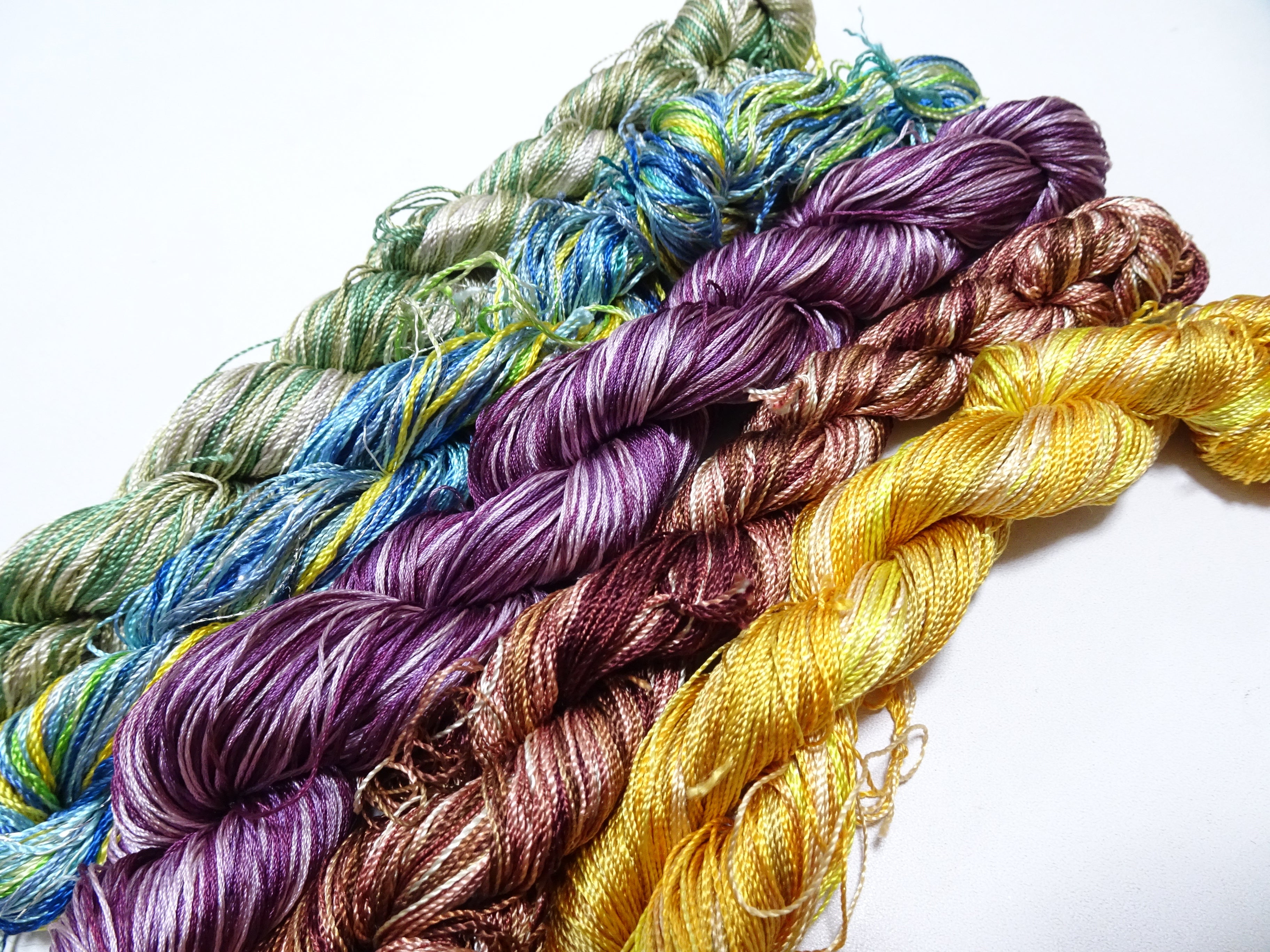 Japanese Vintage Twisted Silk Thread 5sets Embroidery & Weaving 18468