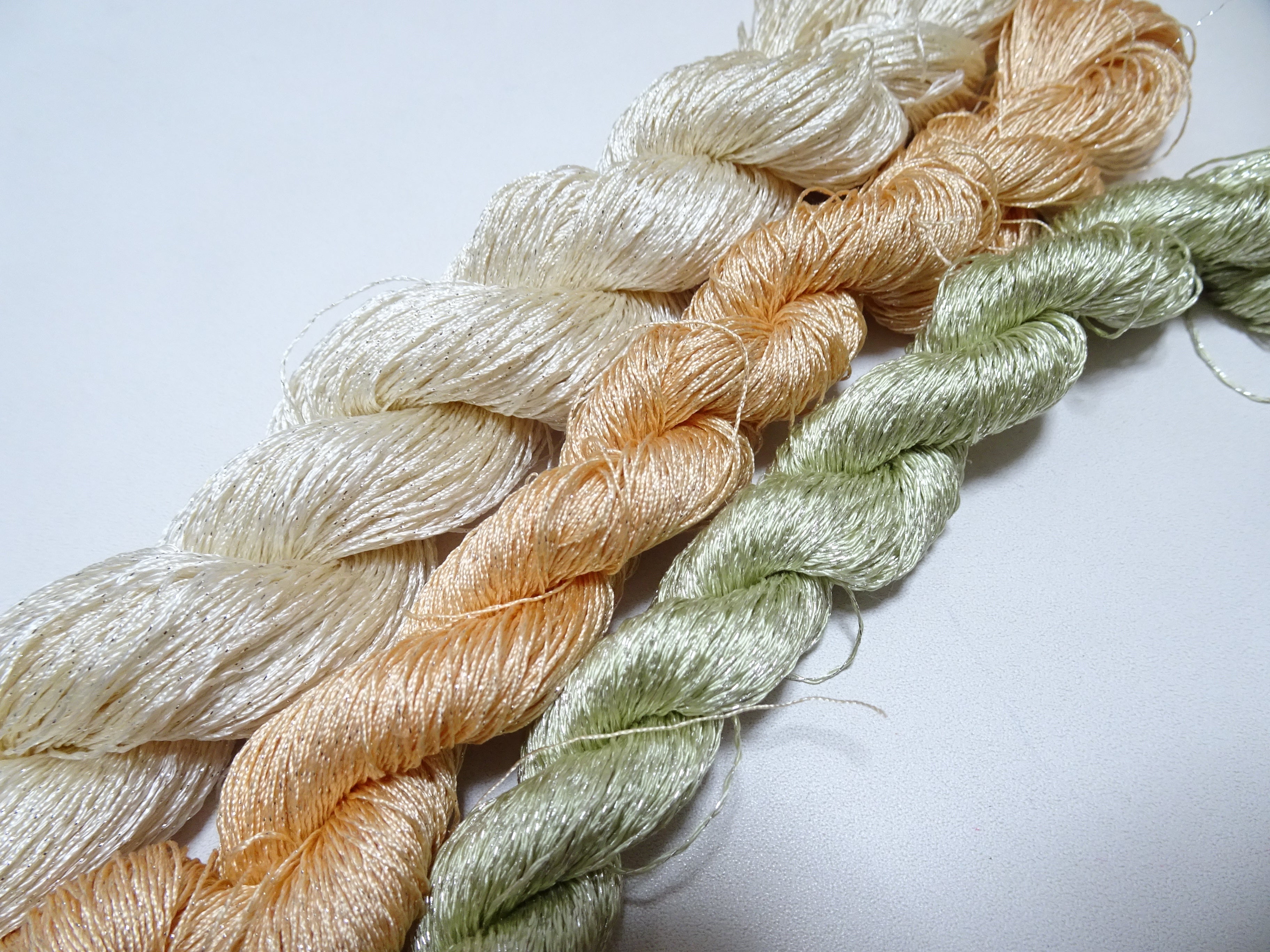 Japanese Vintage High Class Rare Silk Thread 3sets Mixture of Gold embroidery 15627