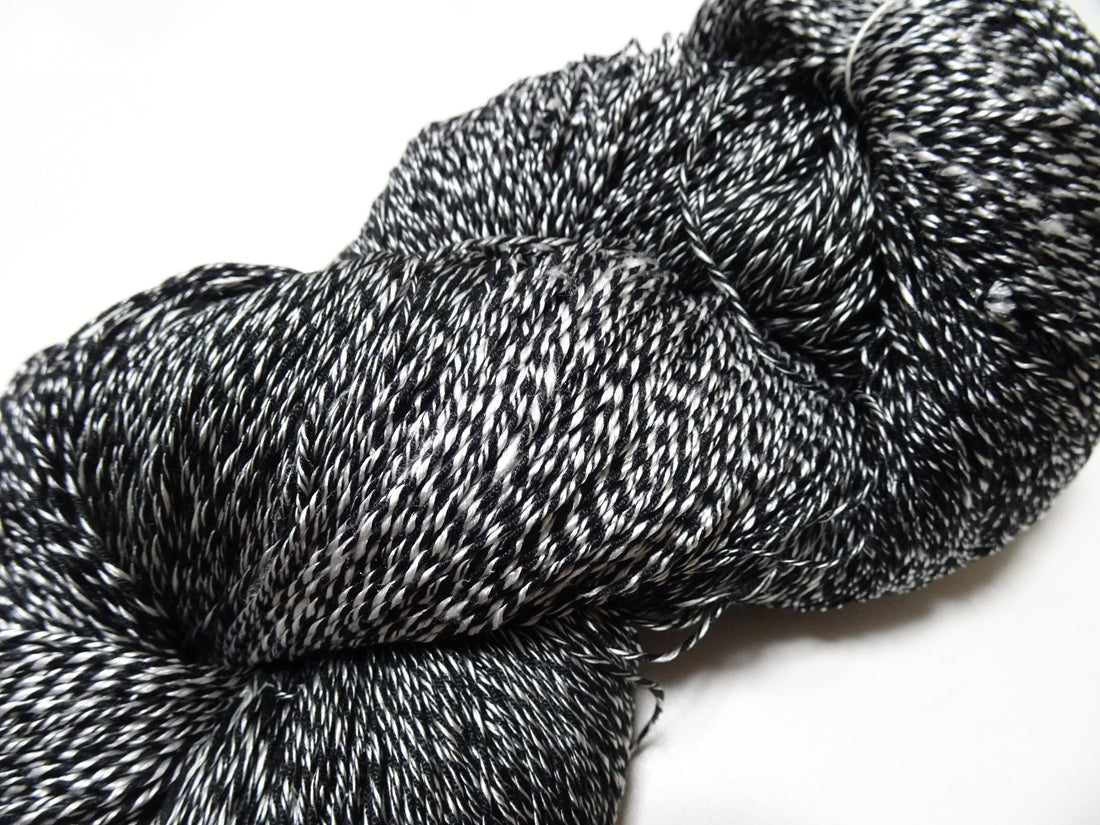 Japanese Tanaka Gen Silk – One-of-a-Kind Hand-Dyed Artistic Silk Thread, Rare Japanese Artisan Yarn, Limited Stock  Black & White 19144