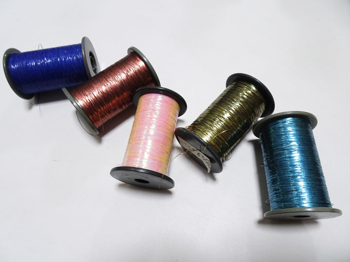 Japanese Vintage Metallic thread flat type Hirahaku 5set  Aluminum foil &  Washi(japanese paper) embroidery 18661