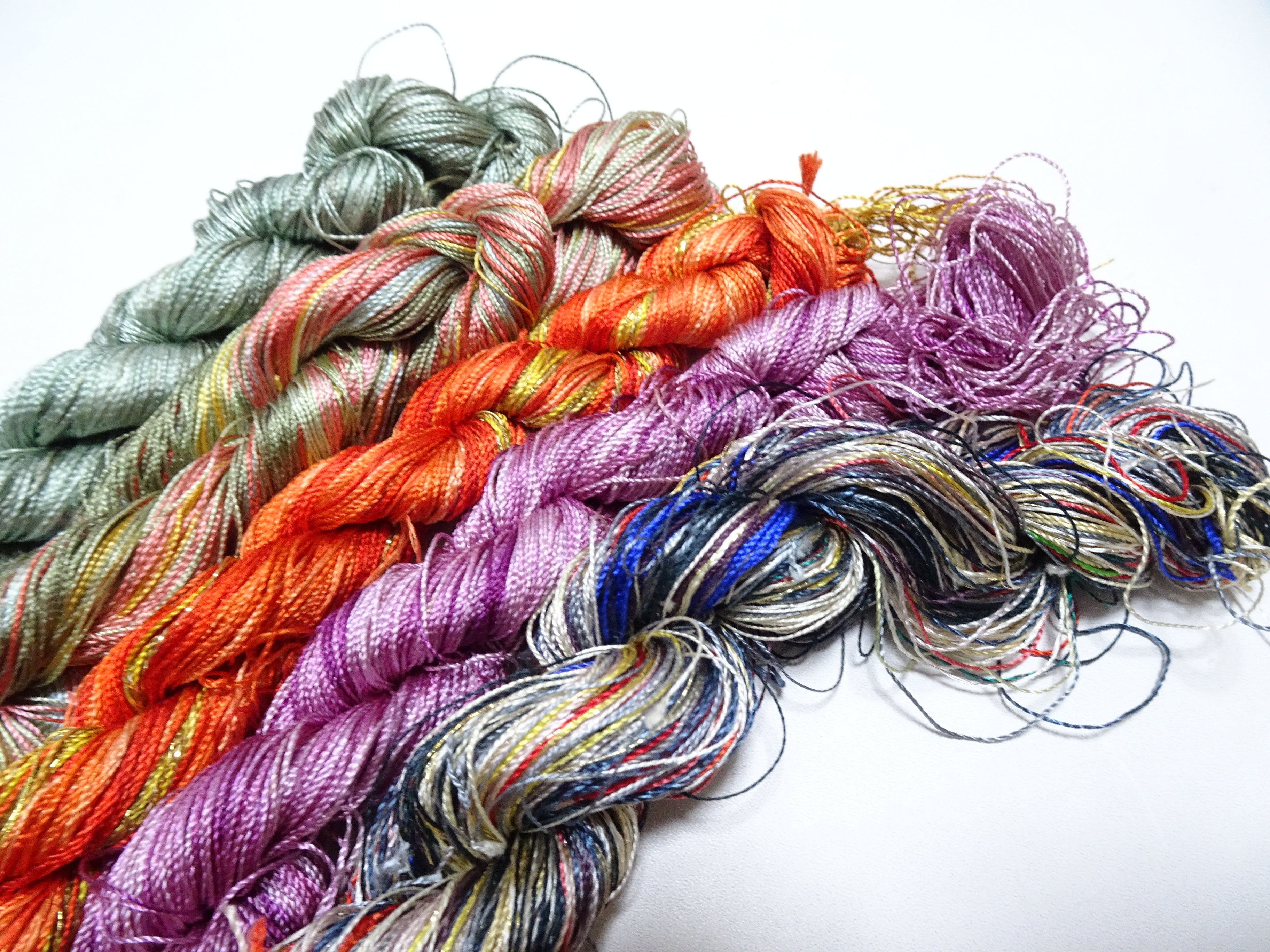 Japanese Vintage Twisted Silk Thread 5sets Embroidery & Weaving 18469