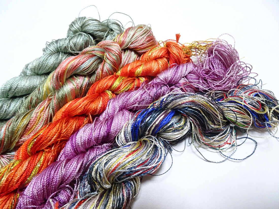 Japanese Vintage Twisted Silk Thread 5sets Embroidery & Weaving 18469