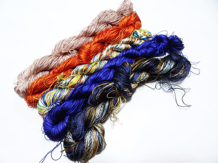Japanese Vintage Twisted Silk Thread 5sets Embroidery & Weaving 18470