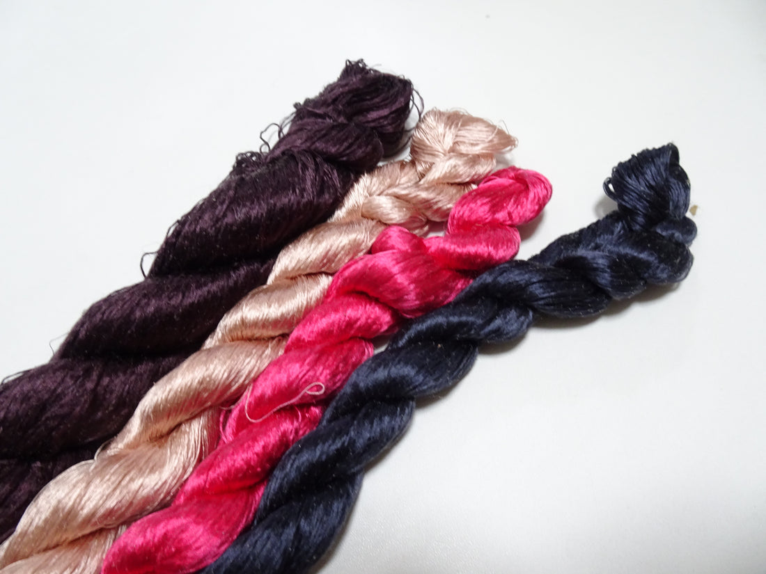 Japanese Vintage loose Twisted Silk Thread 4sets Embroidery 14570