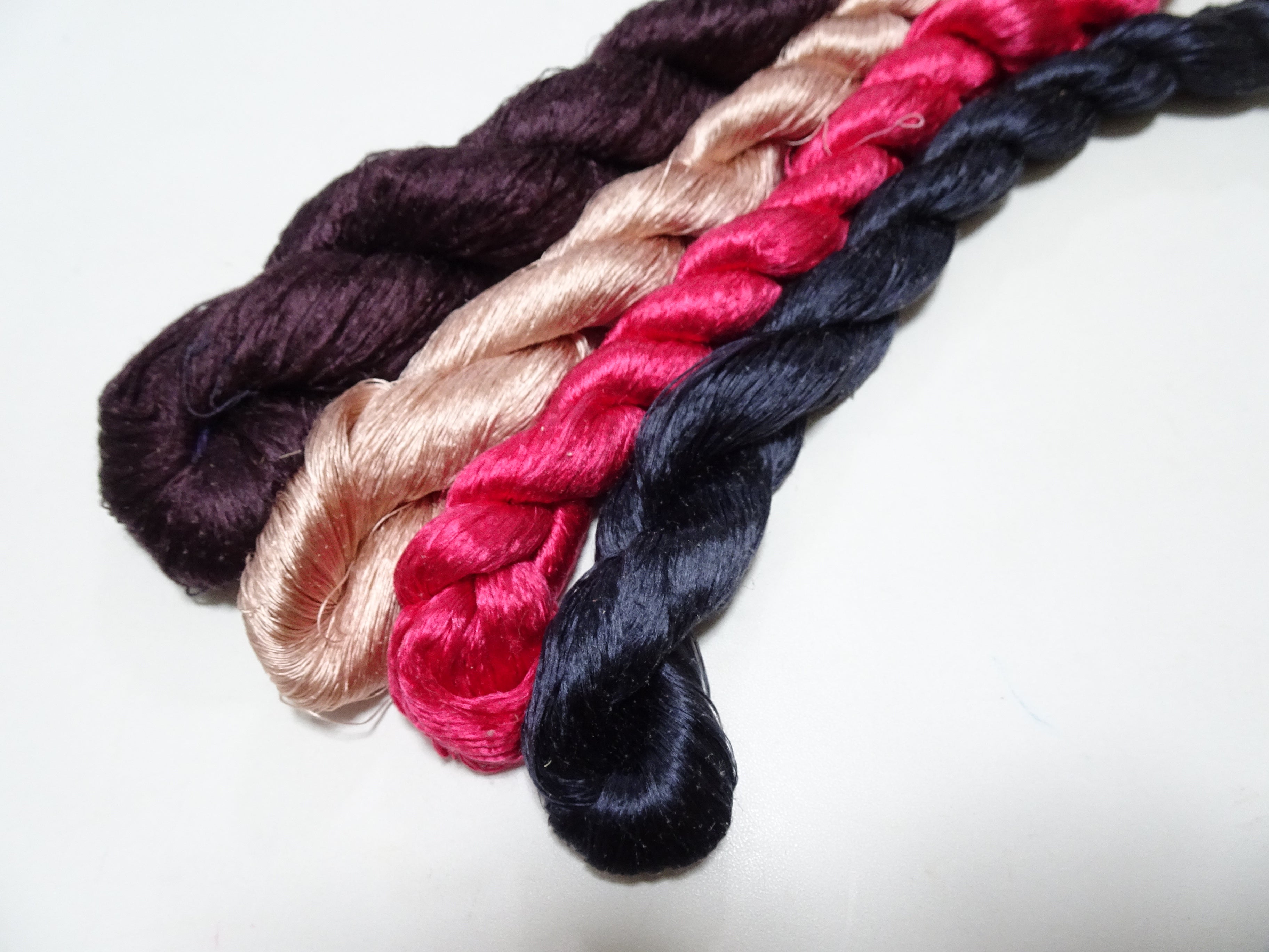 Japanese Vintage loose Twisted Silk Thread 4sets Embroidery 14570