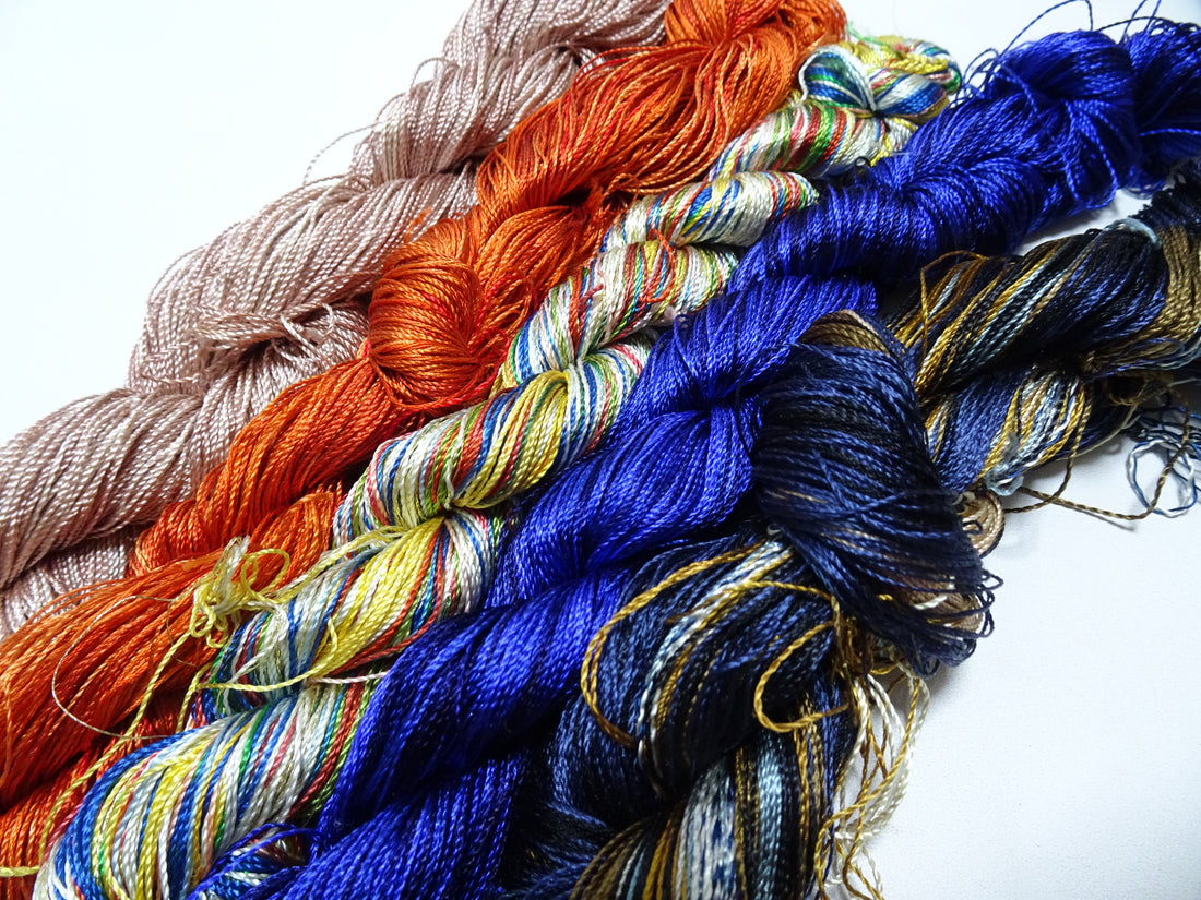 Japanese Vintage Twisted Silk Thread 5sets Embroidery & Weaving 18470