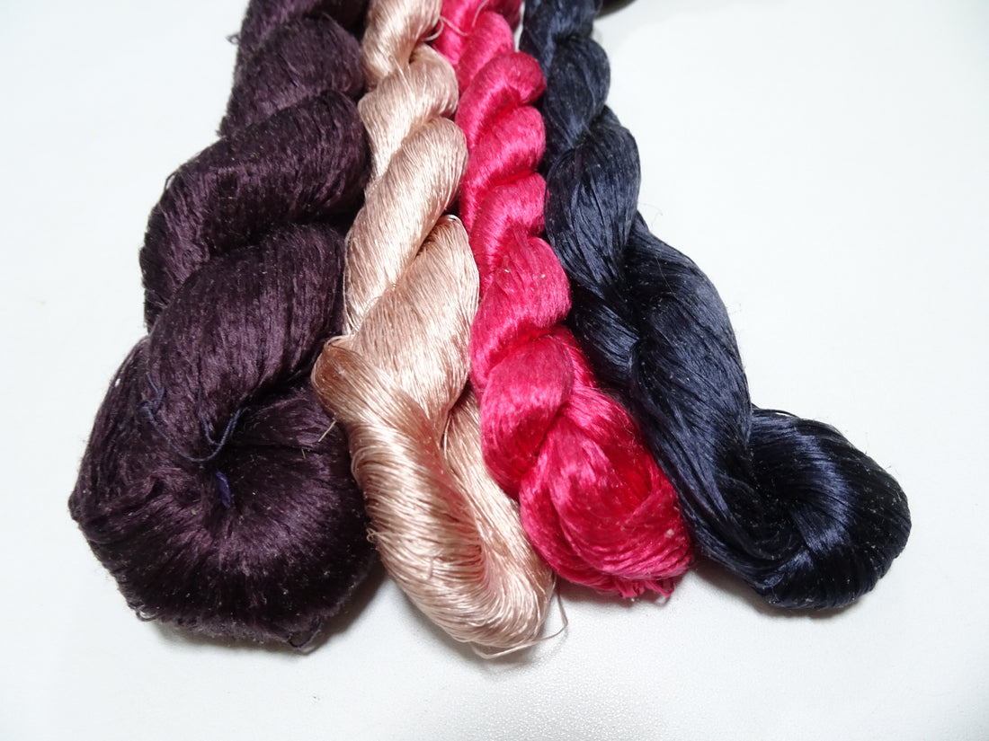 Japanese Vintage loose Twisted Silk Thread 4sets Embroidery 14570
