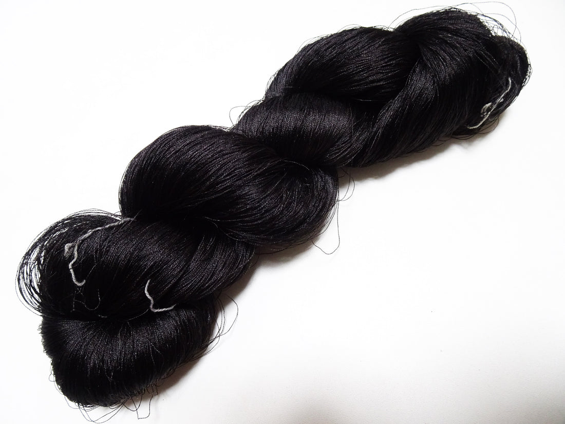 Japanese Vintage Twisted Silk Thread Embroidery Black 15405