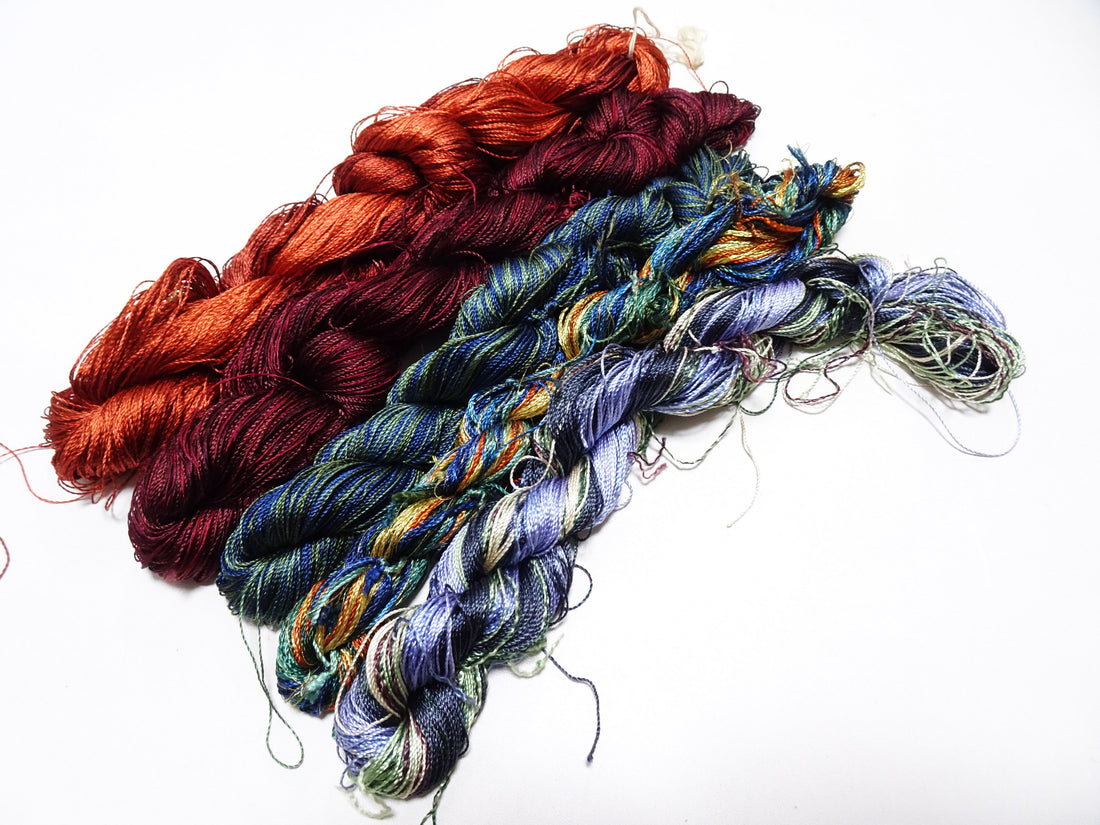 Japanese Vintage Twisted Silk Thread 5sets Embroidery & Weaving 18471
