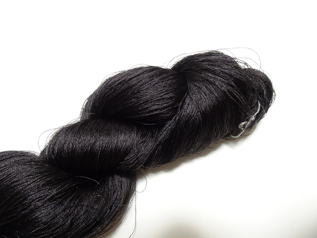 Japanese Vintage Twisted Silk Thread Embroidery Black 15405