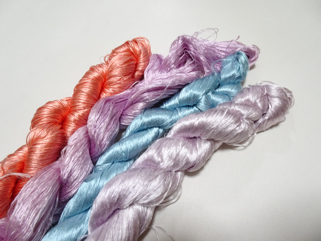 Japanese Vintage loose Twisted Silk Thread 4sets Embroidery 14571