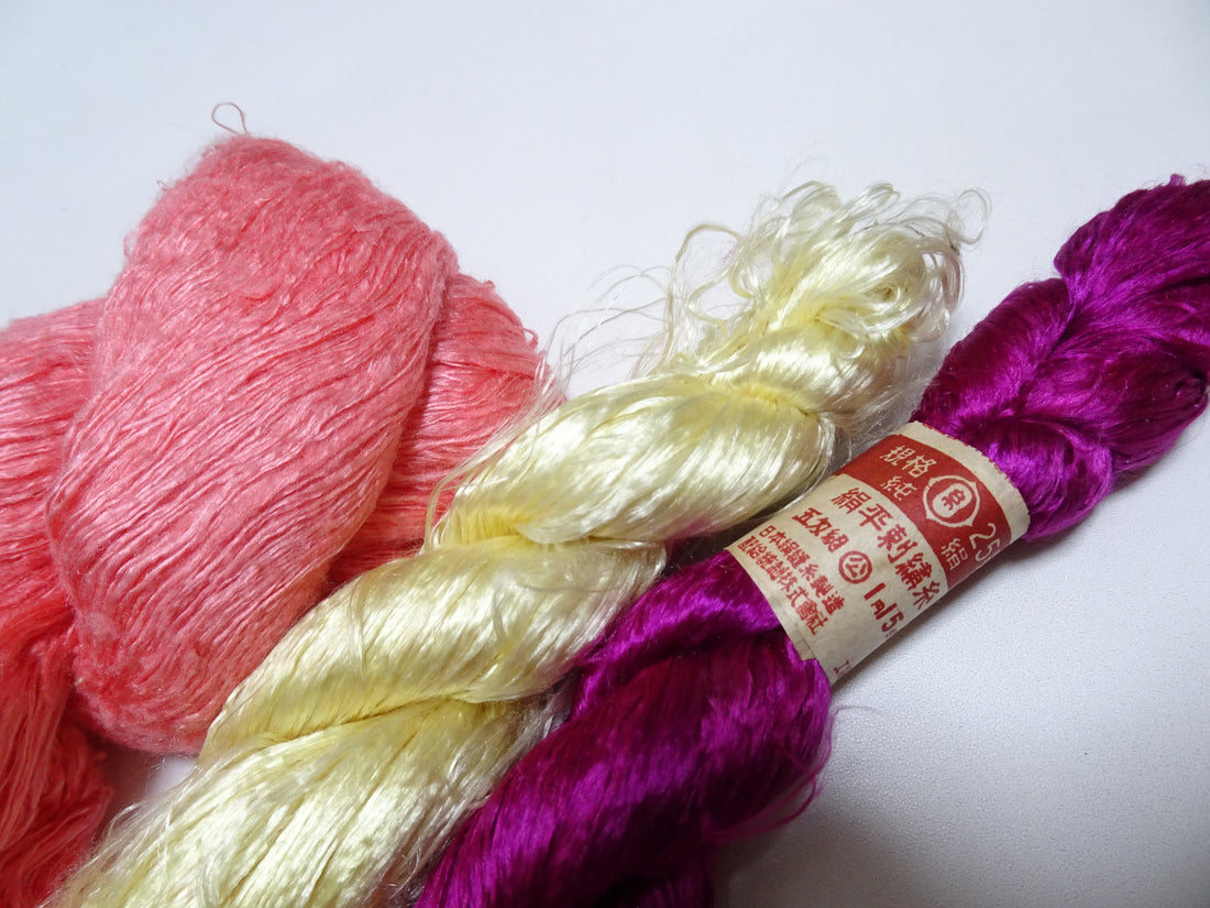 Japanese Vintage Loose Twisted Silk Thread 3sets Embroidery 15074