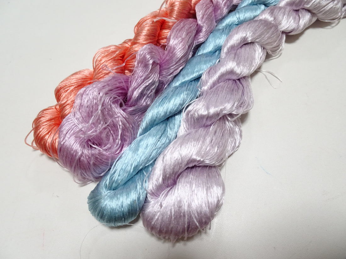 Japanese Vintage loose Twisted Silk Thread 4sets Embroidery 14571