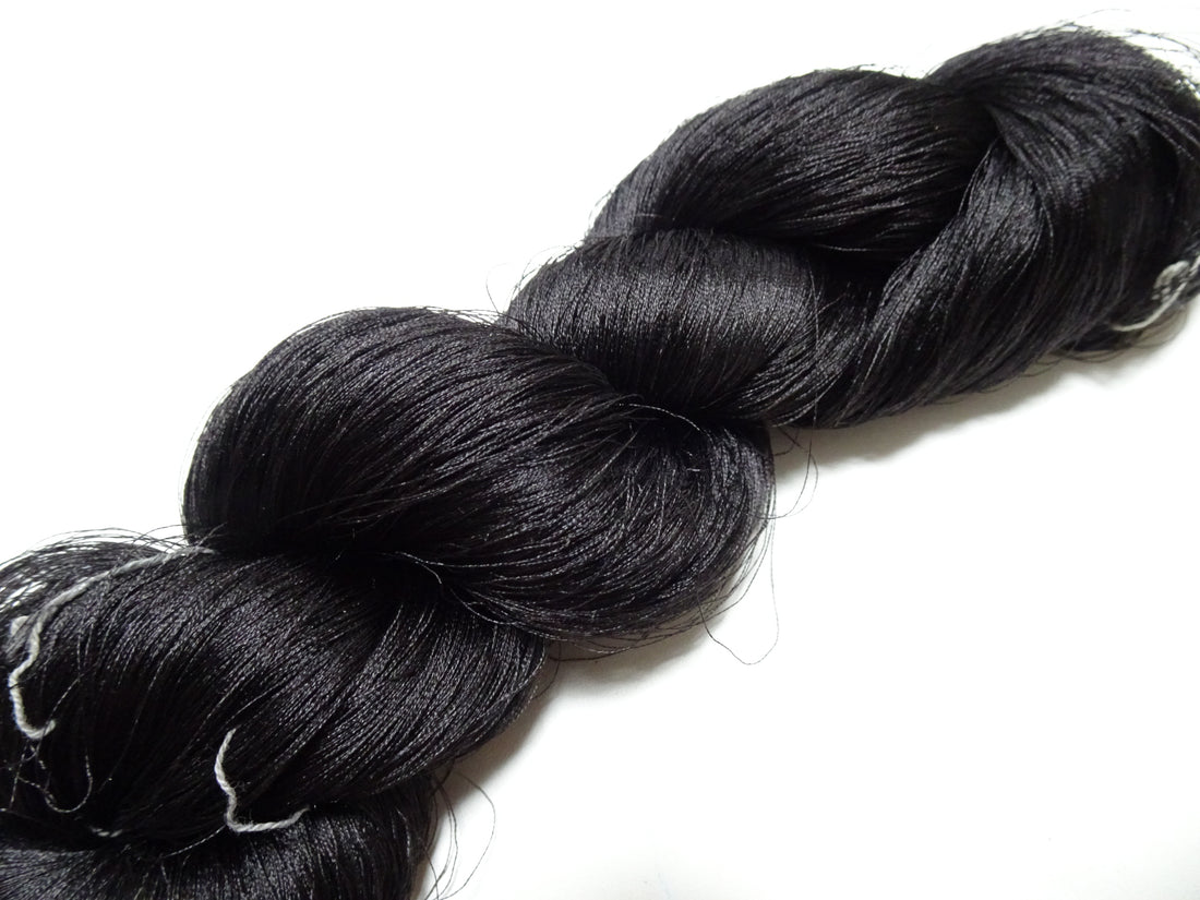 Japanese Vintage Twisted Silk Thread Embroidery Black 15405