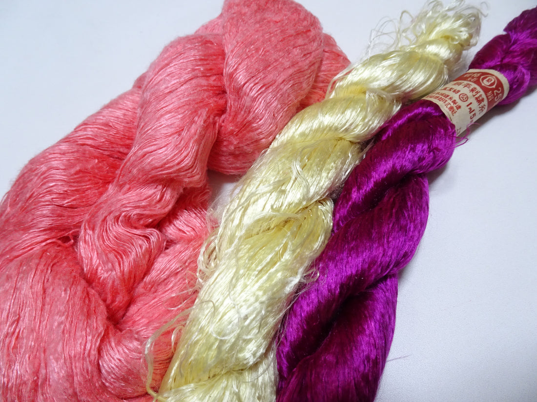 Japanese Vintage Loose Twisted Silk Thread 3sets Embroidery 15074