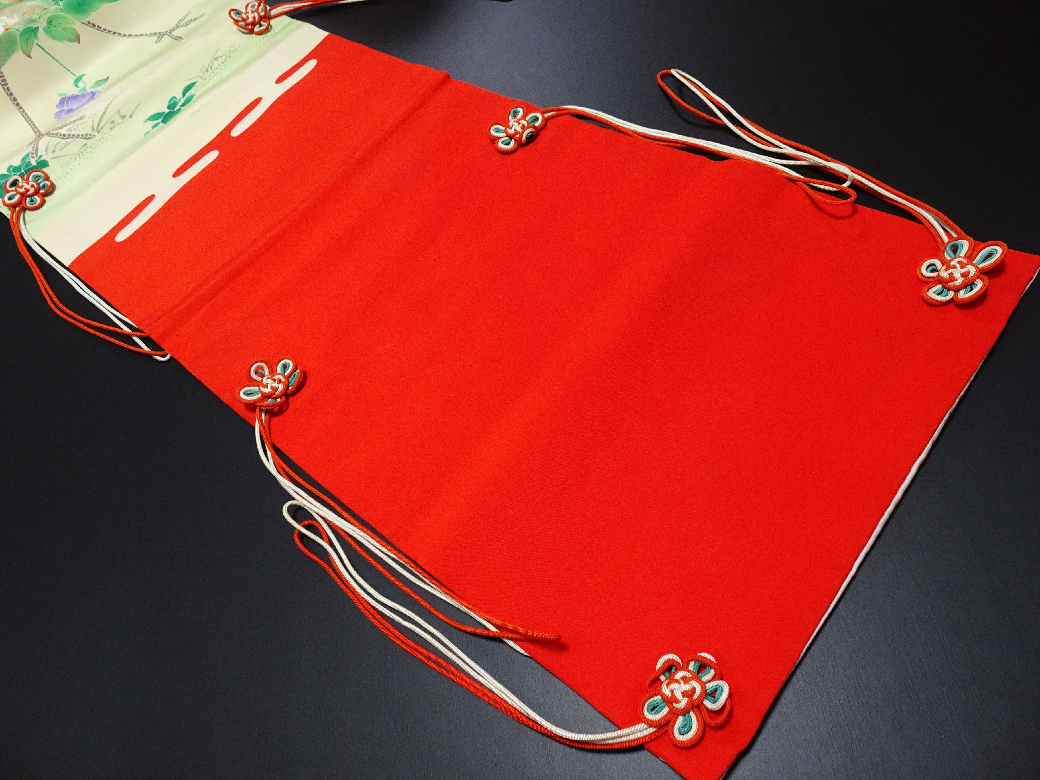 Antique Japanese Silk Koto Cover Koto Kake Hand-Painted Yuzen Hand Embroidery Peacock Pine Traditional Japanese Textile 17722