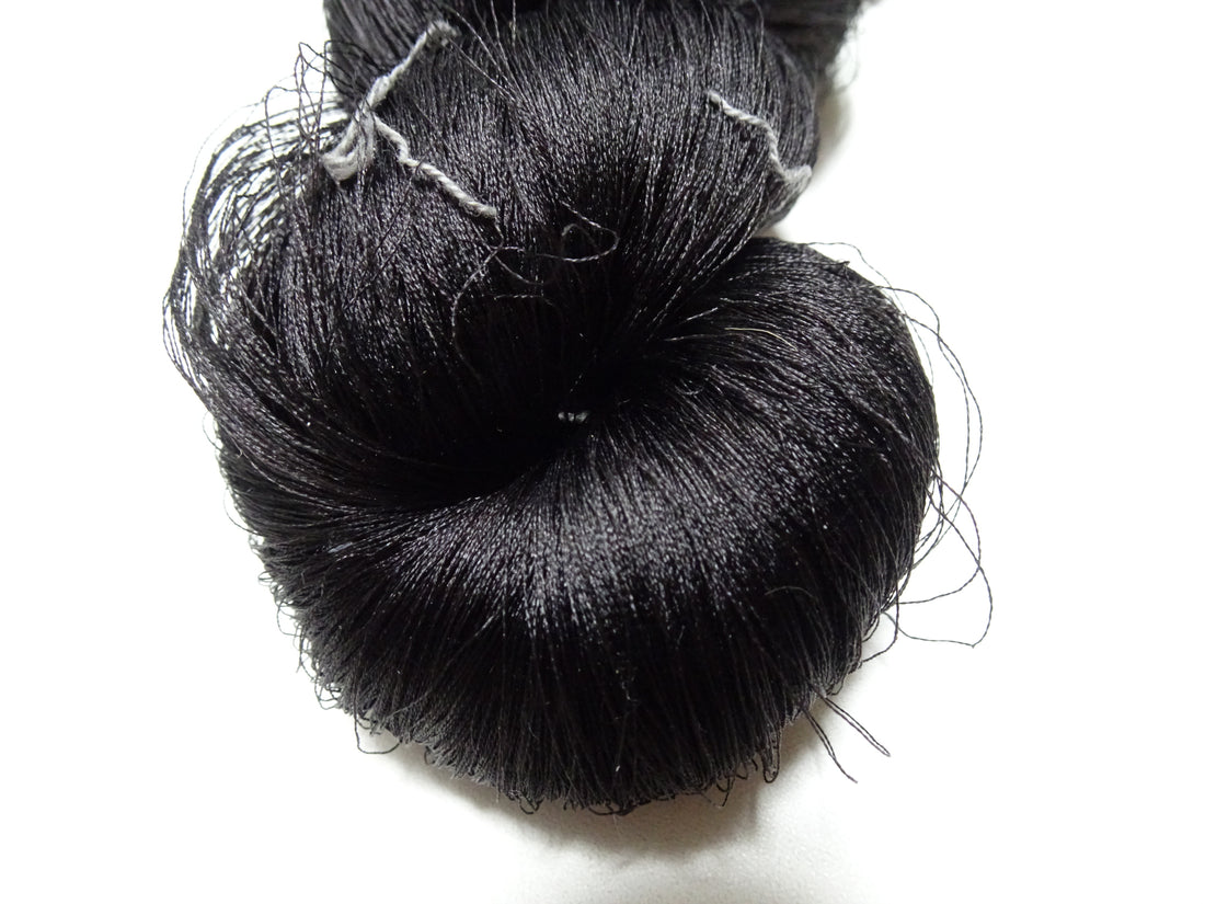 Japanese Vintage Twisted Silk Thread Embroidery Black 15405